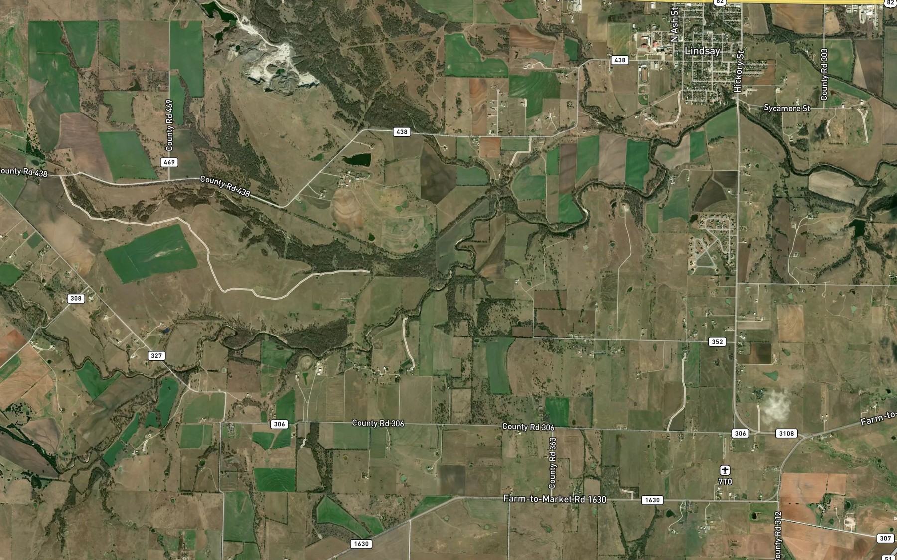 Satellite map of the Tonkawa Creek
