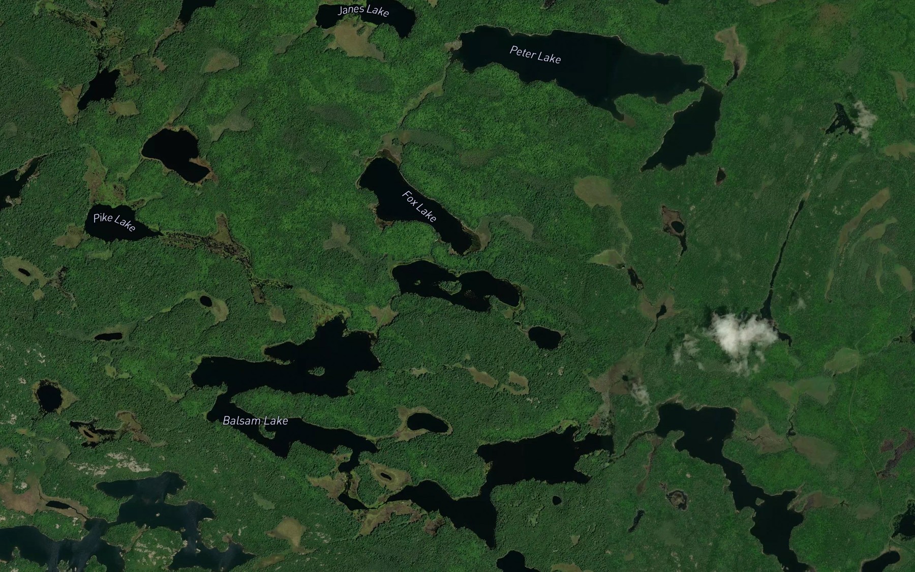 Satellite map of the Deacon Lake