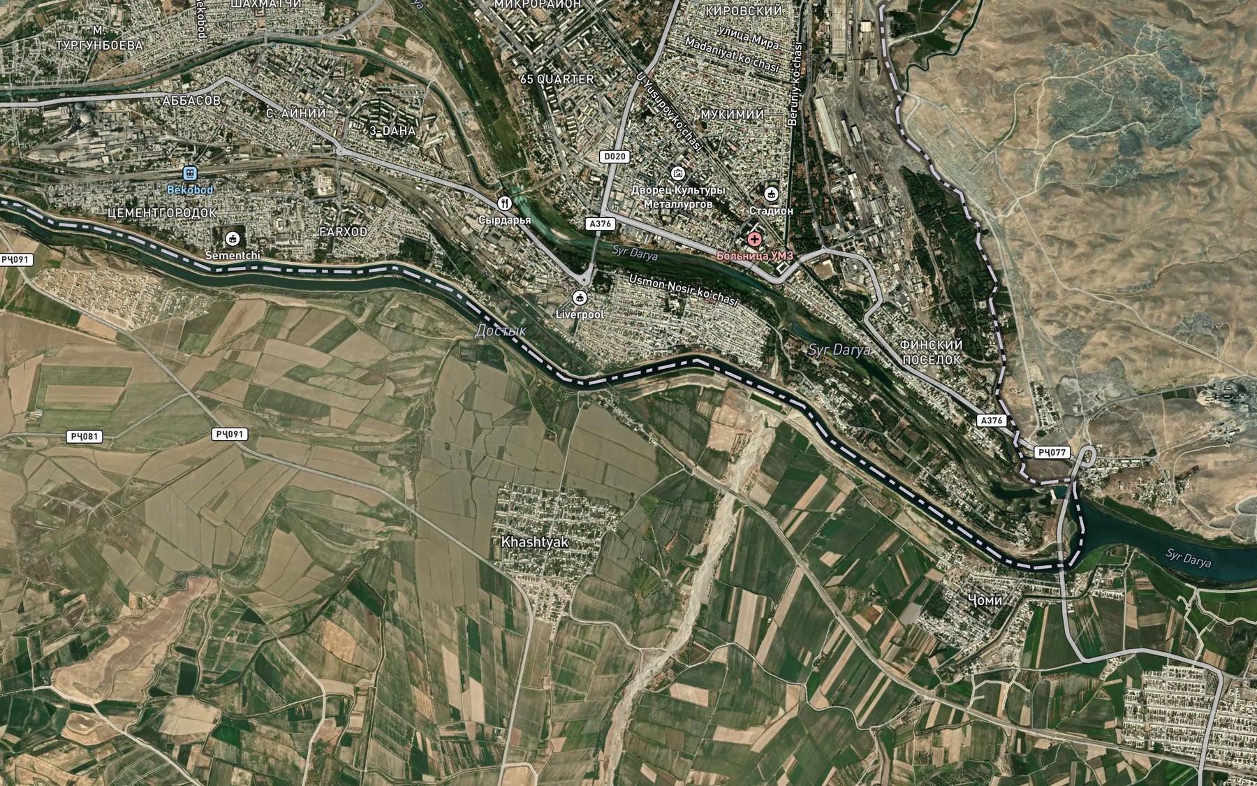 Satellite map of the Oksu