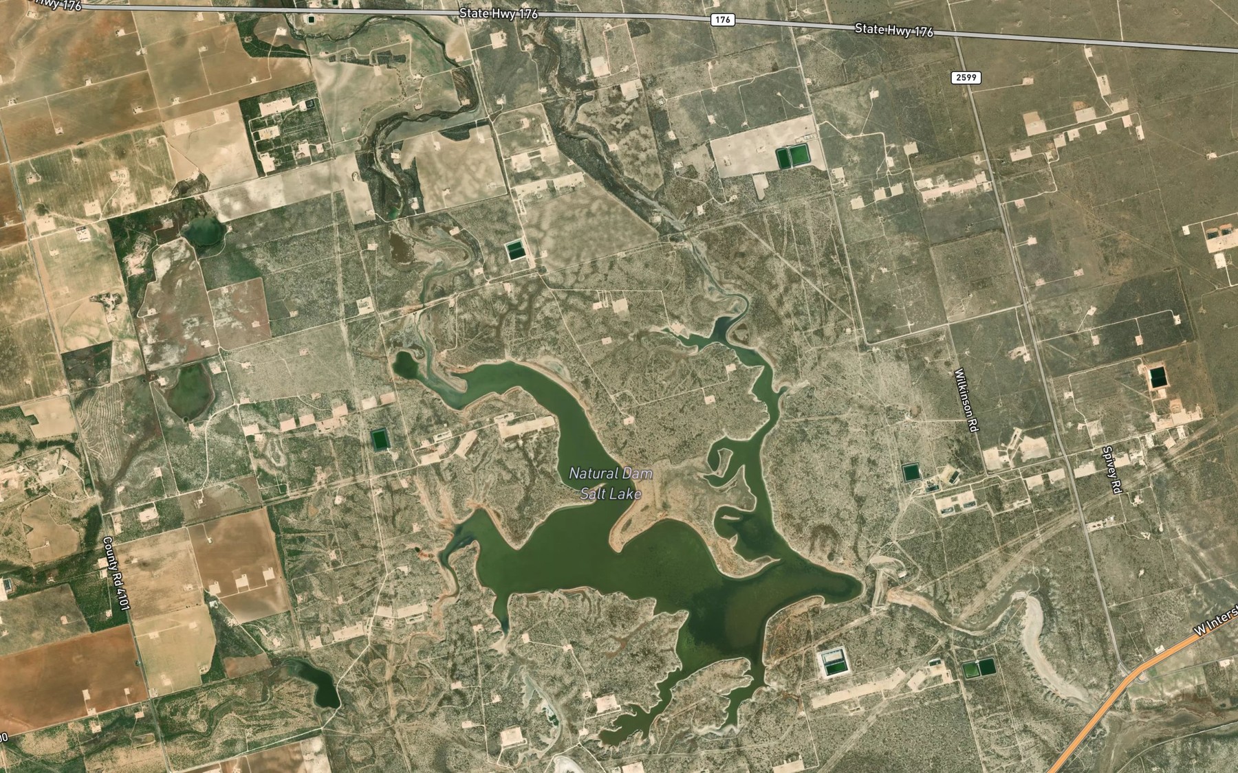 Satellite map of the Natural Dam Lake