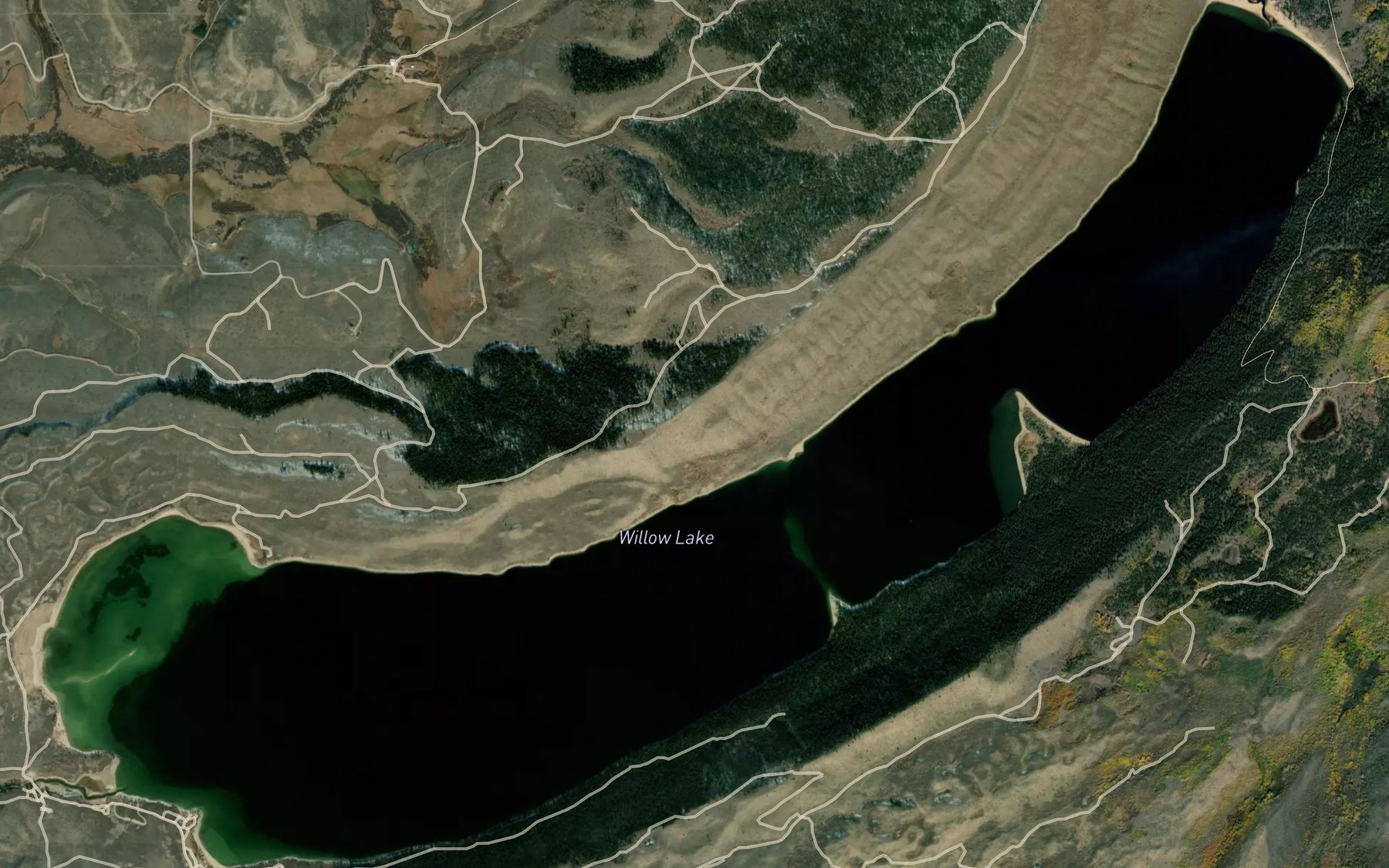 Satellite map of the Willow Lake