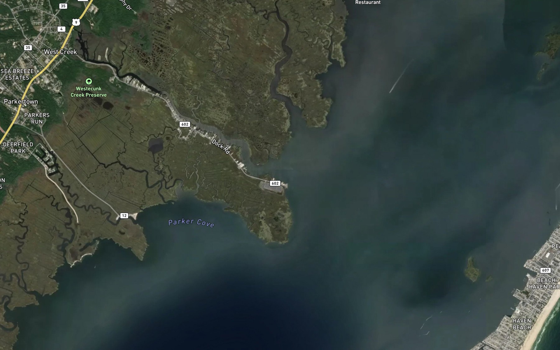 Satellite map of the Westecunk Creek