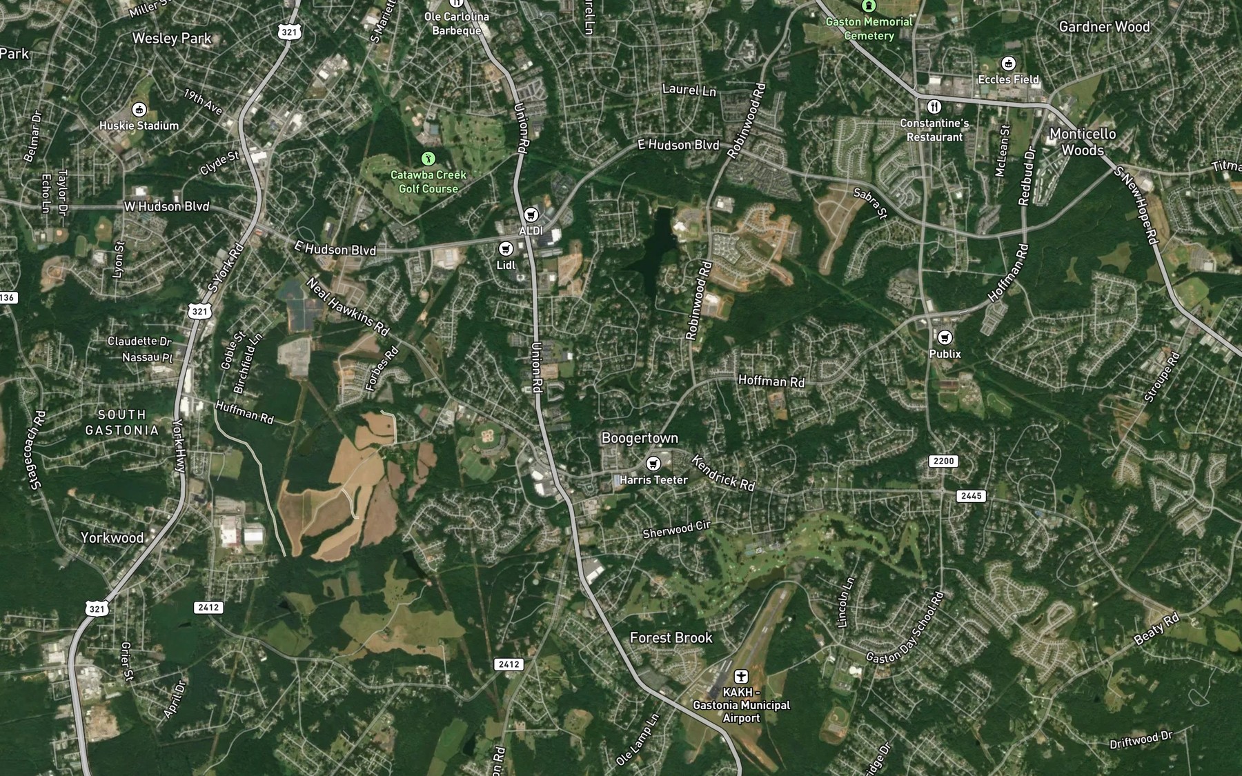 Satellite map of the Heather Lake