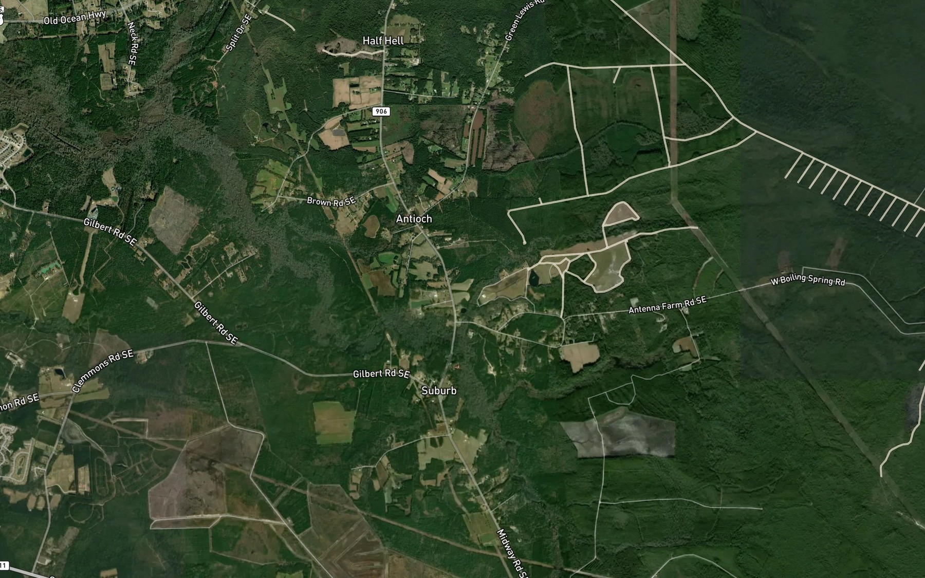 Satellite map of the Hog Branch