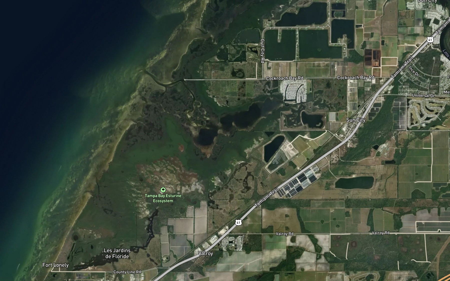 Satellite map of the Cockroach Creek
