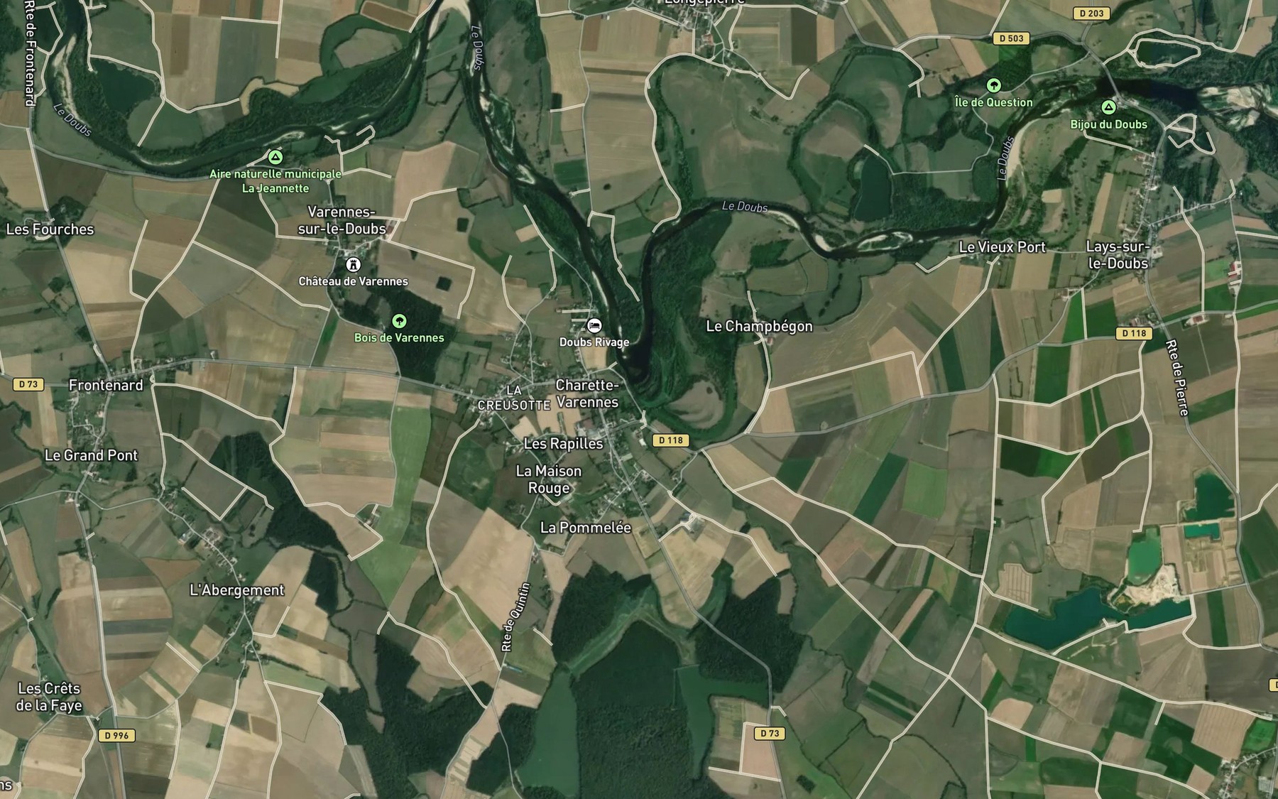 Satellite map of the Charatelle