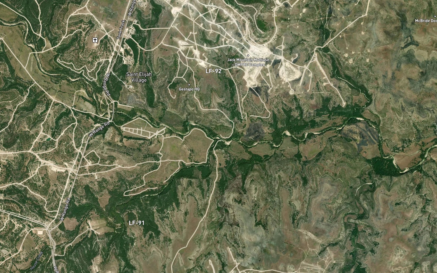 Satellite map of the House Creek