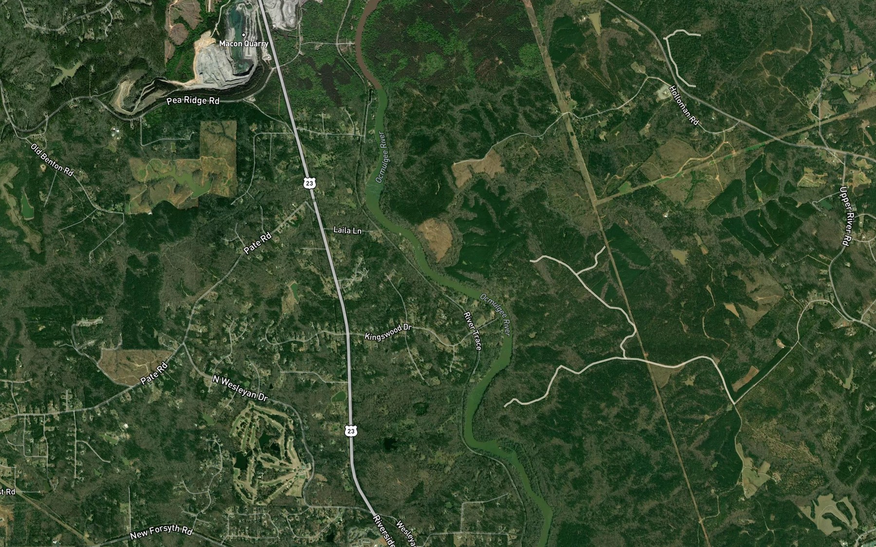 Satellite map of the Pratts Creek