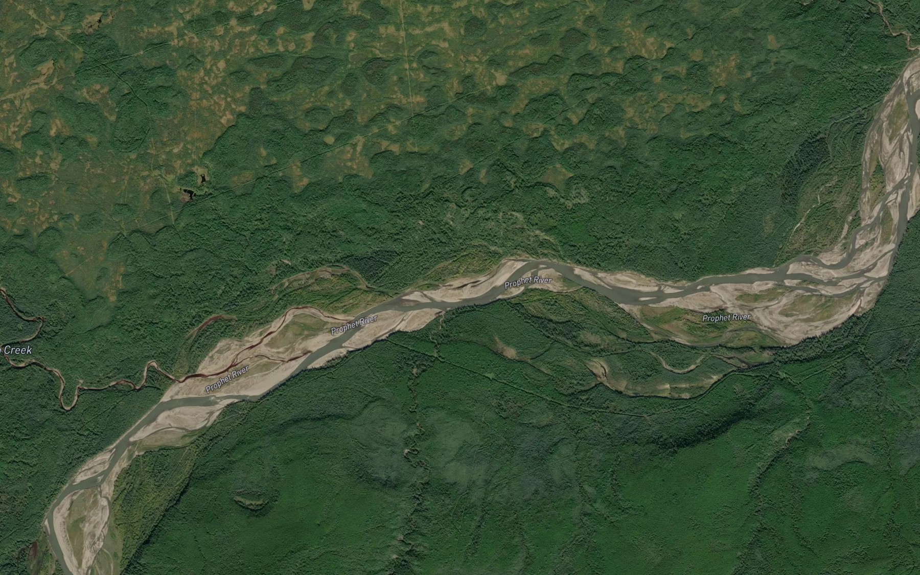 Satellite map of the Dethseda Creek