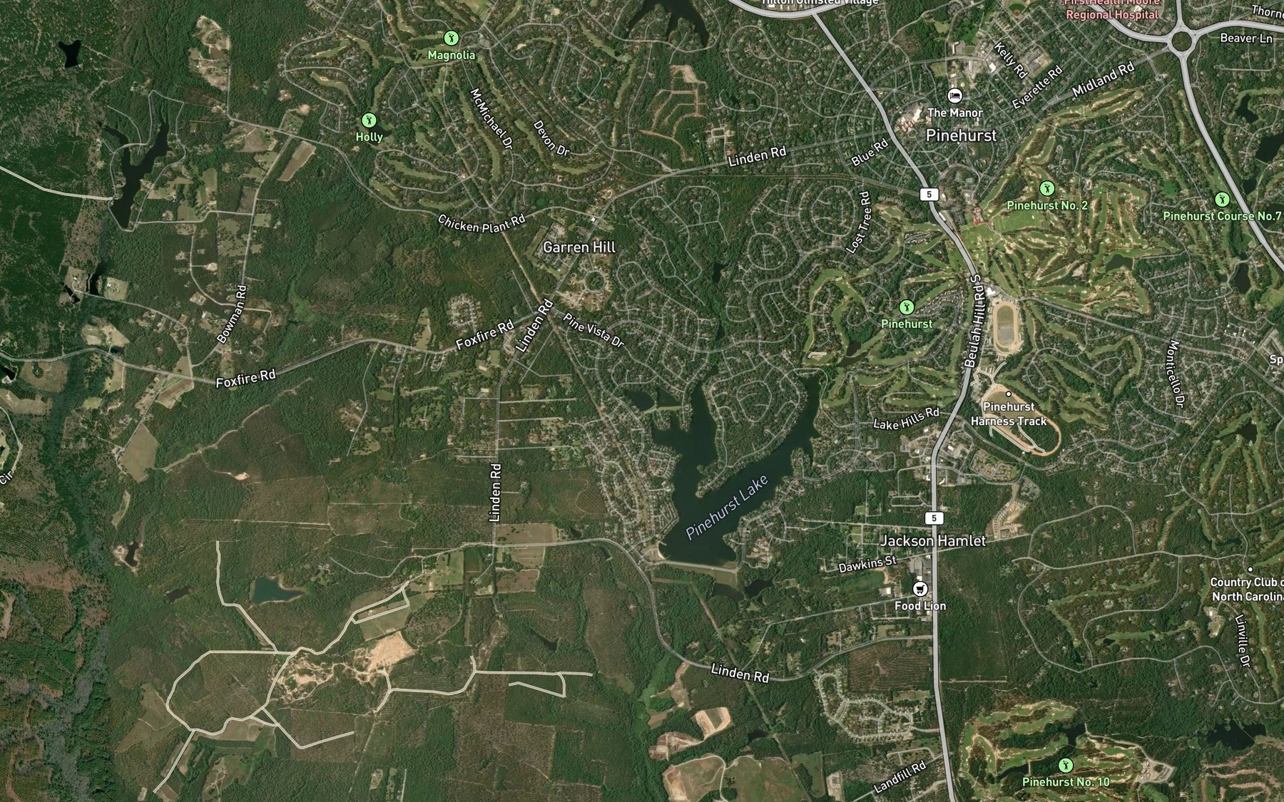 Satellite map of the Shirley Pond