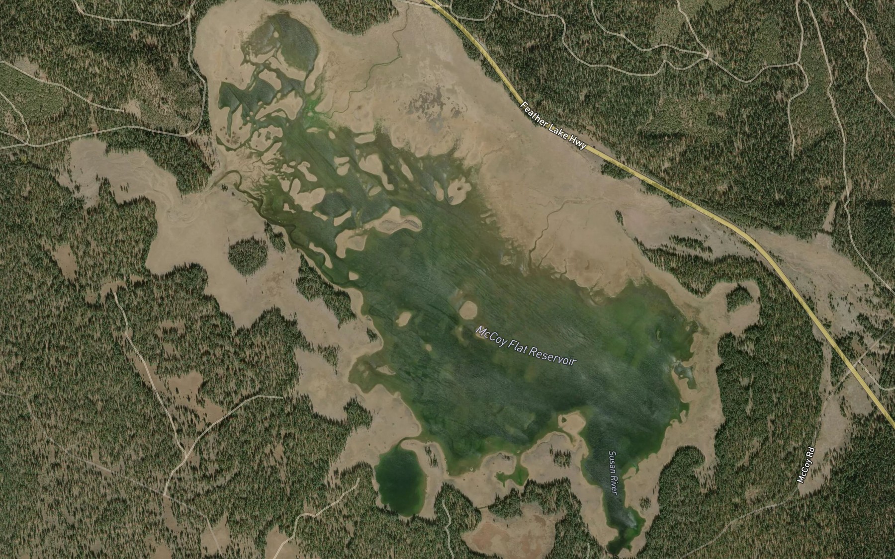 Satellite map of the McCoy Flat Reservoir