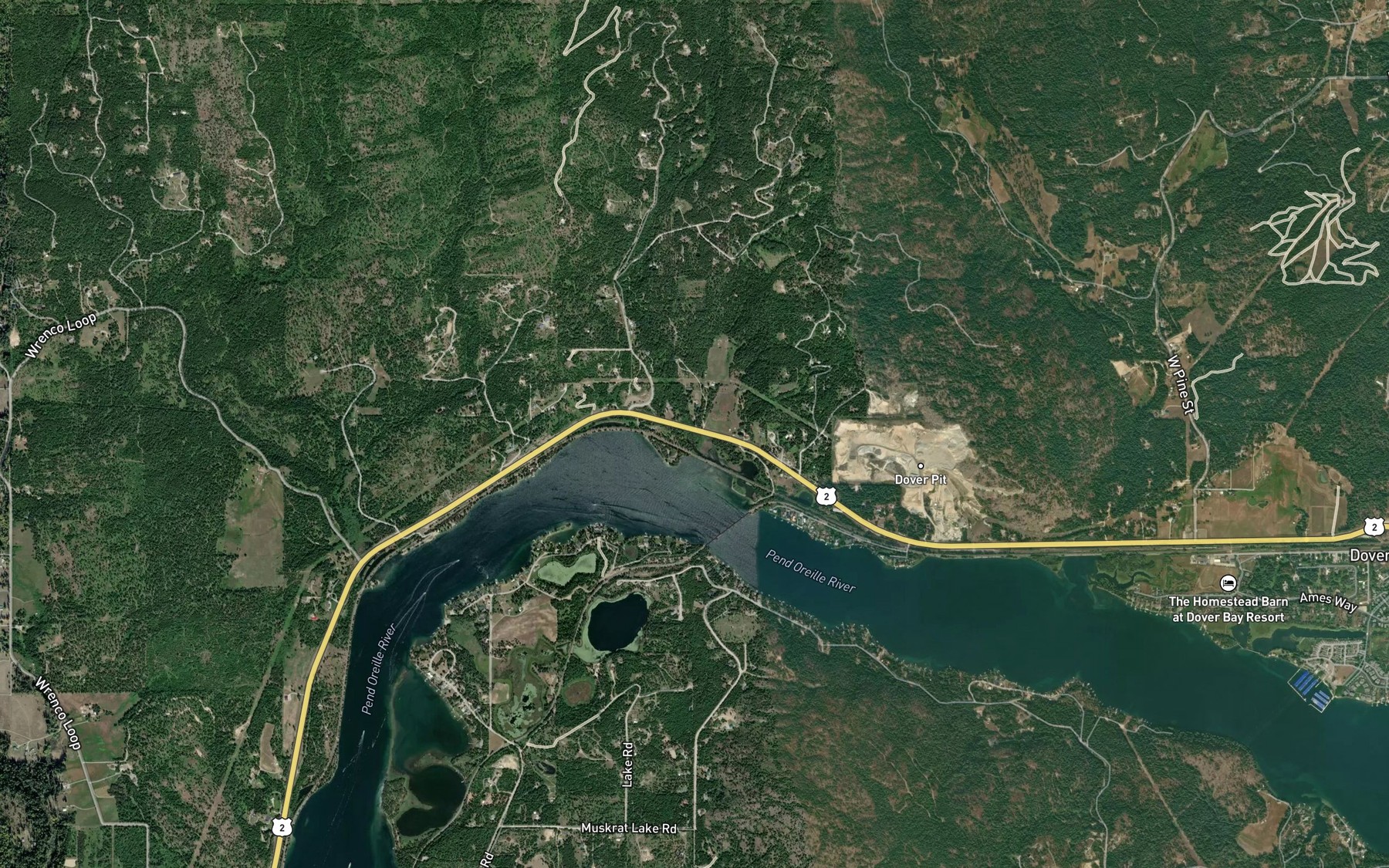 Satellite map of the Carr Creek
