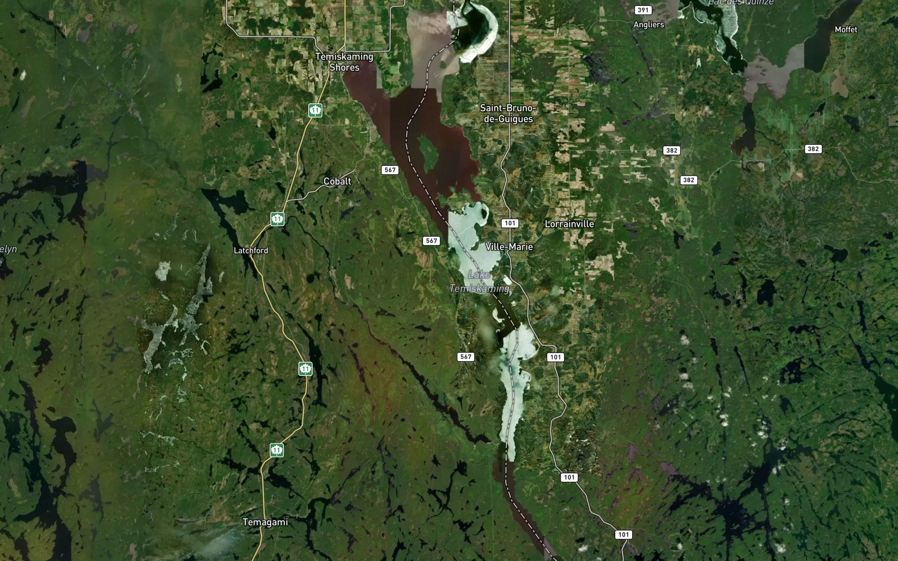Satellite map of the Lac Temiscamingue