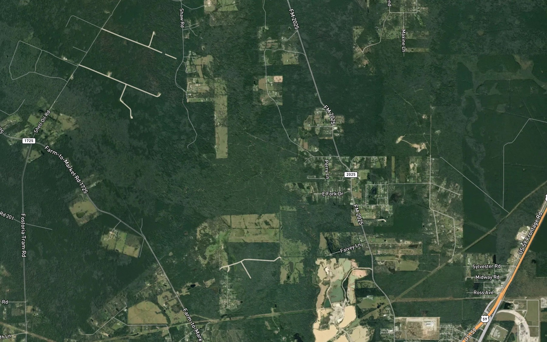 Satellite map of the Winters Bayou