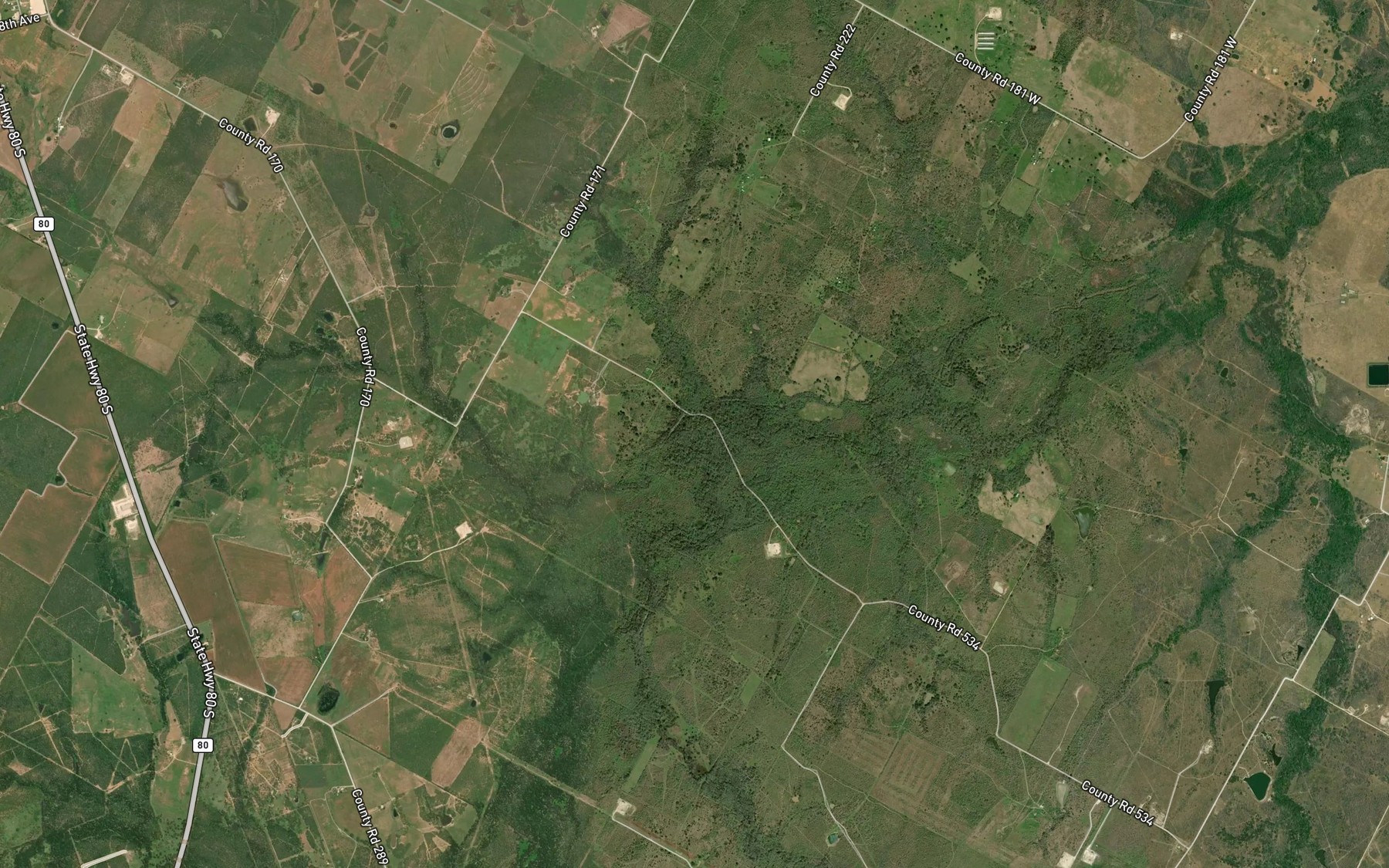 Satellite map of the Willow Creek