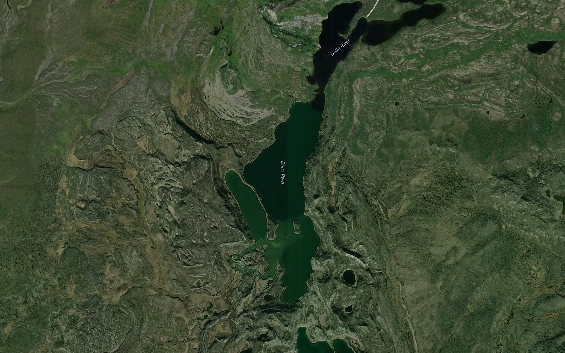 Satellite map of the Tangle Lakes
