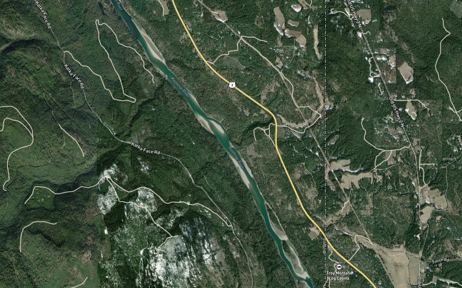 Satellite map of the Curley Creek