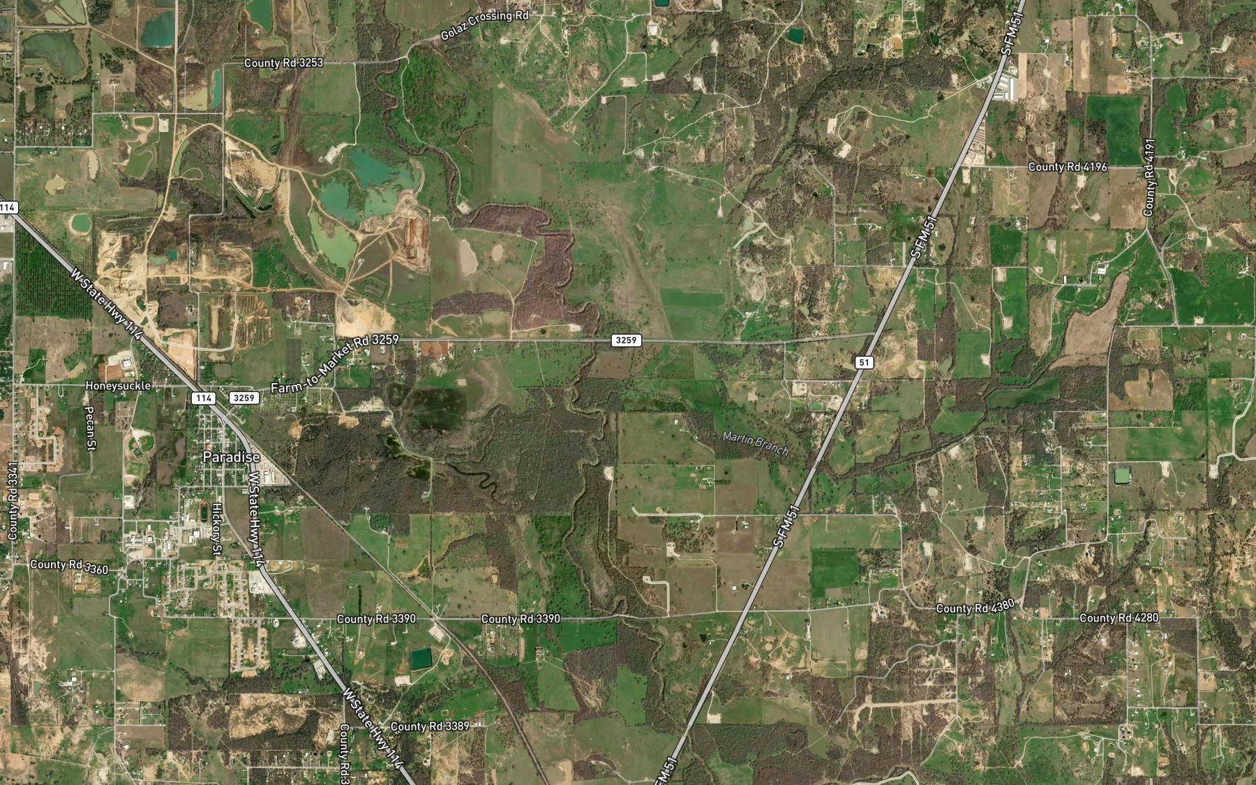 Satellite map of the Briar Branch