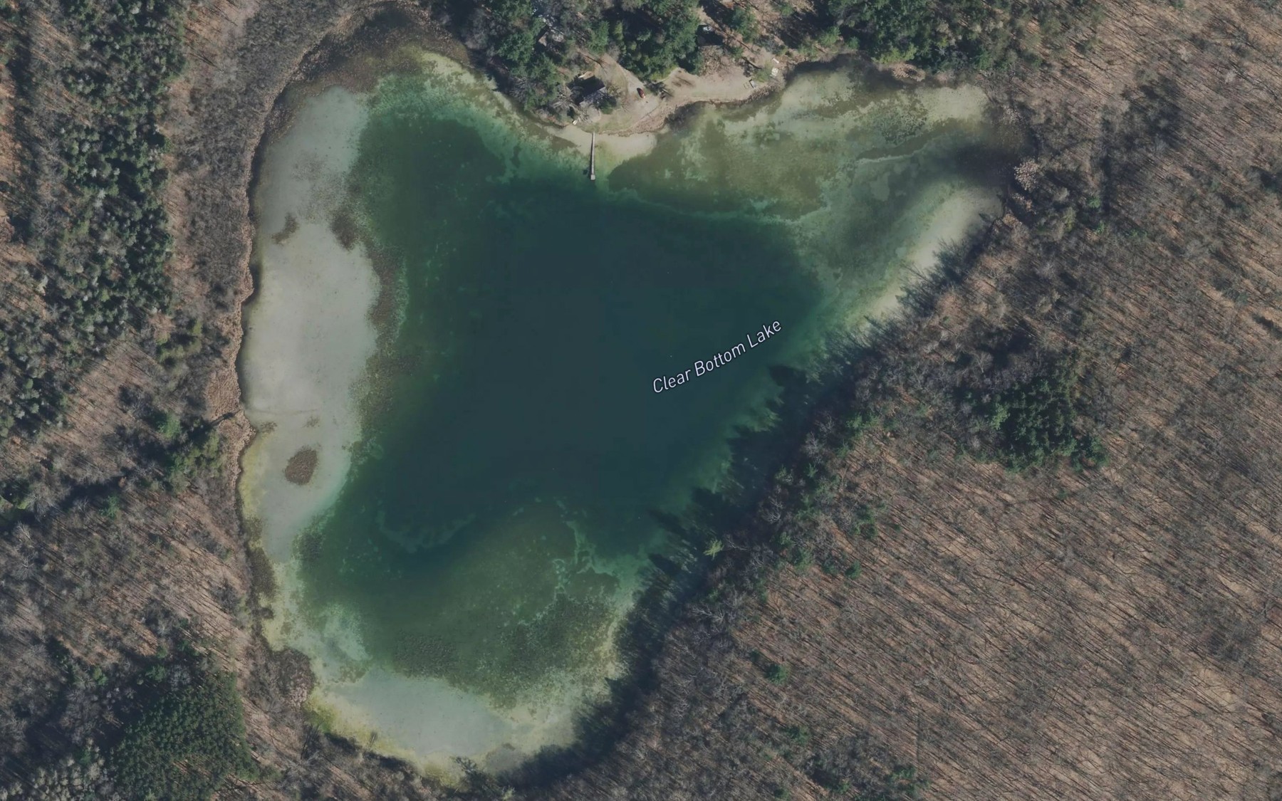 Satellite map of the Clear Bottom Lake