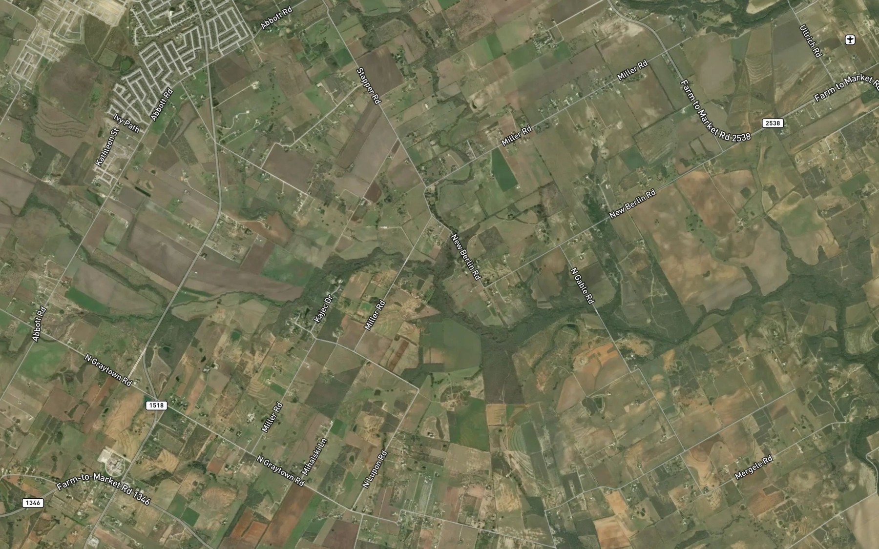 Satellite map of the Womans Hollow Creek