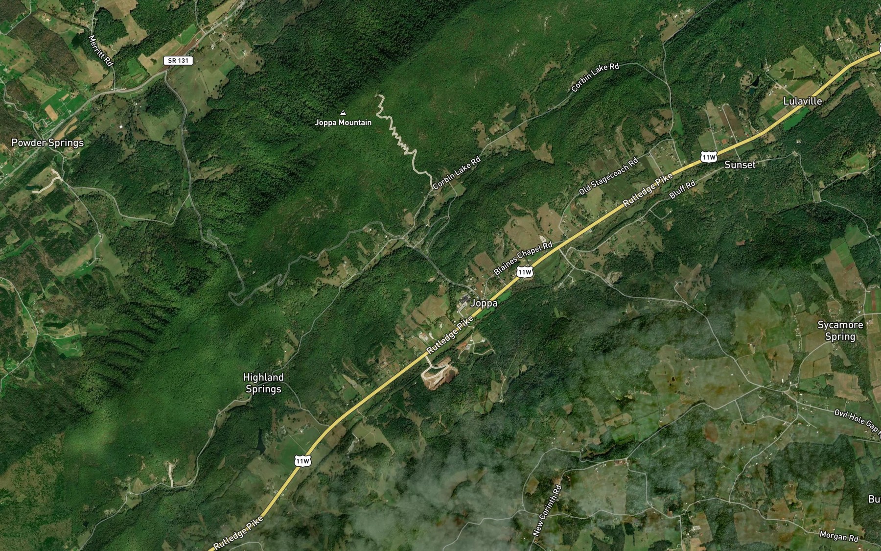 Satellite map of the Sulphur Spring