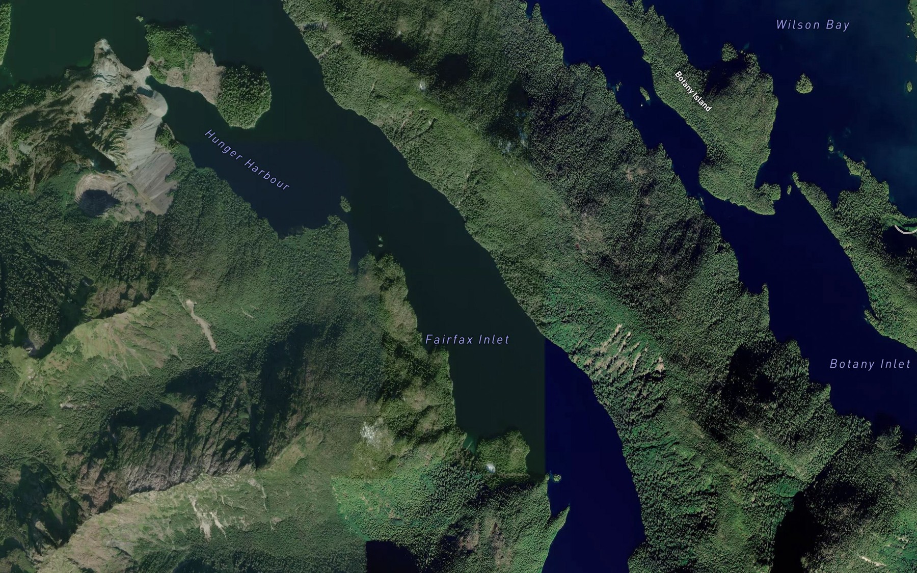 Satellite map of the Fairfax Inlet