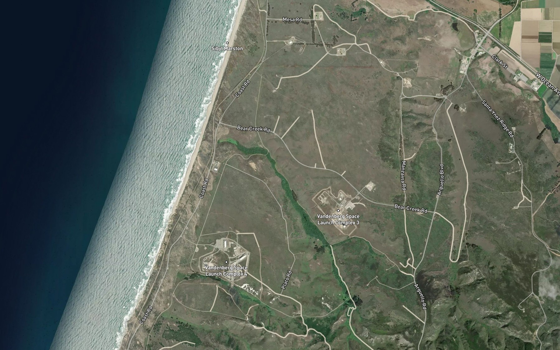 Satellite map of the Bear Creek
