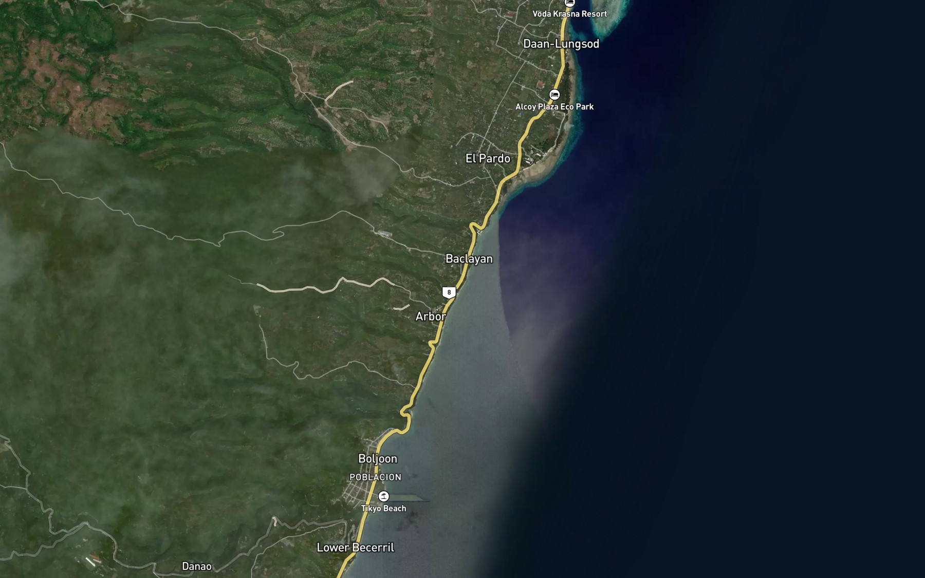 Satellite map of the Canlongon River