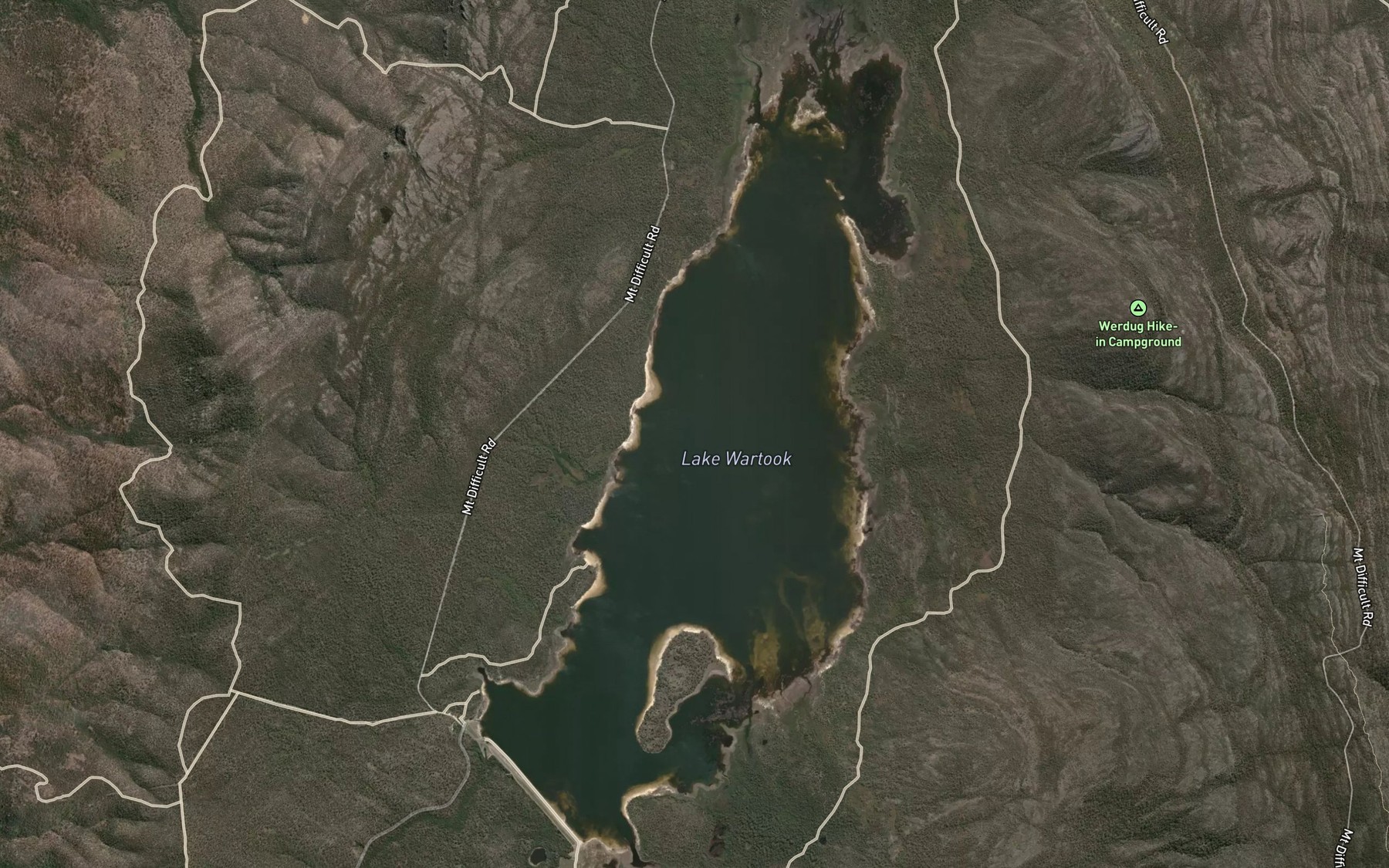 Satellite map of the Lake Wartook