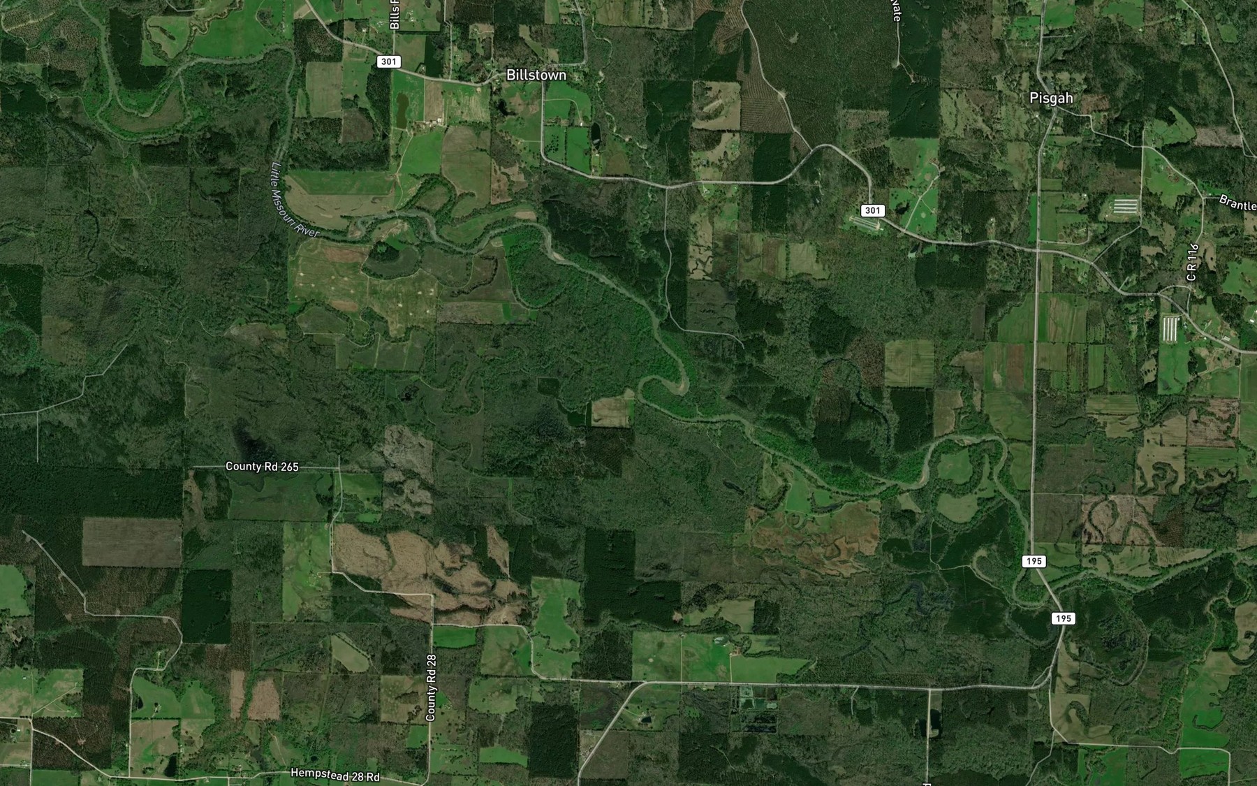 Satellite map of the Hickory Creek