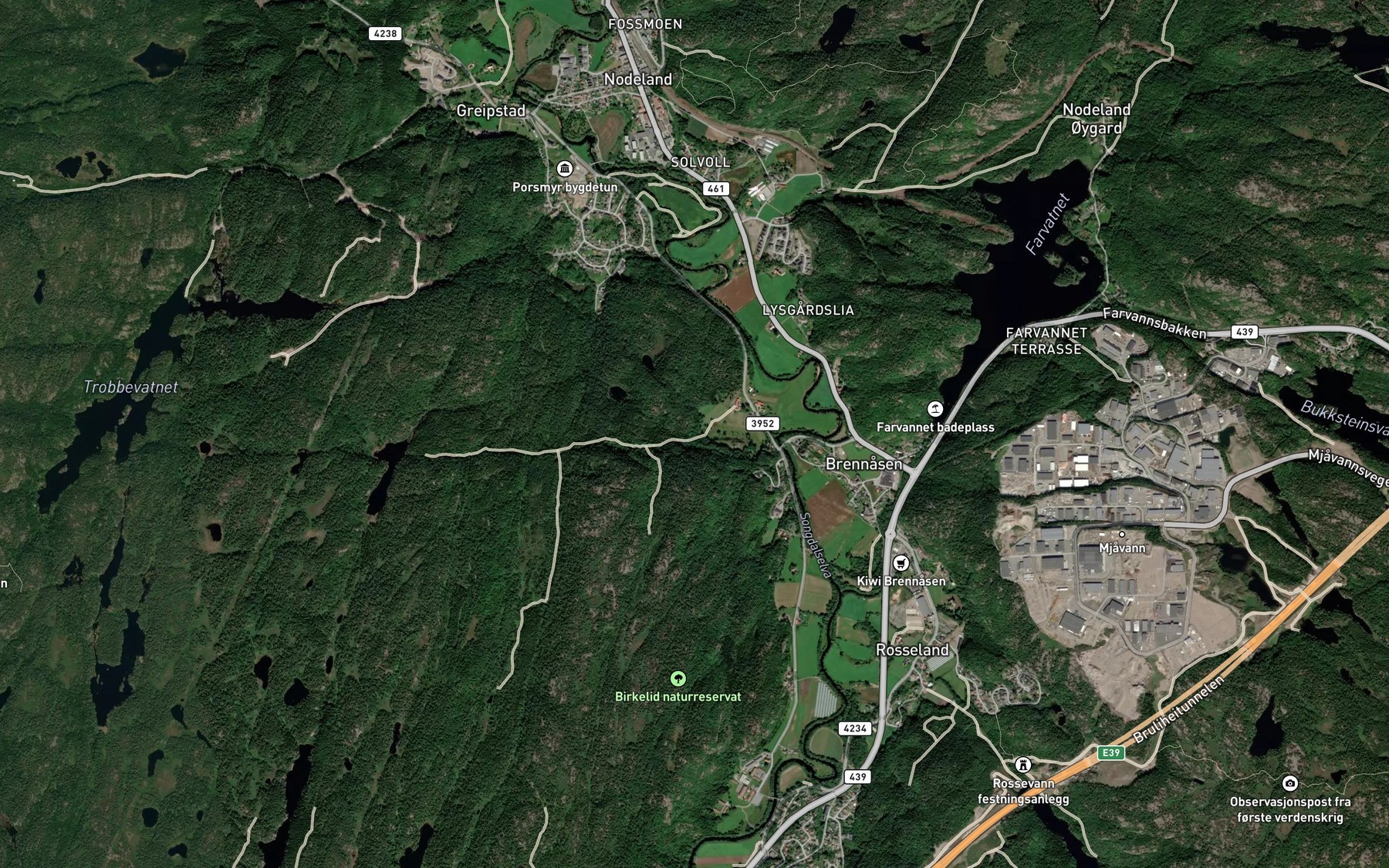 Satellite map of the Kleivebekken