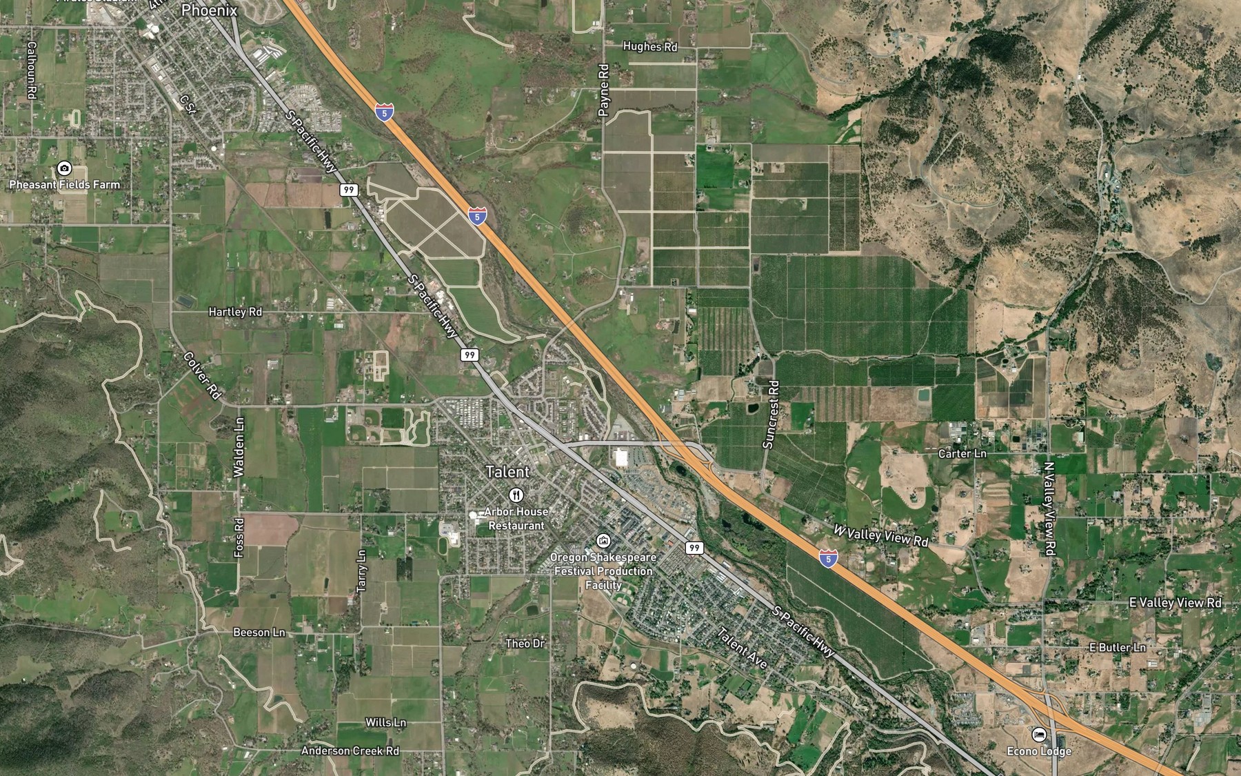 Satellite map of the Jeffery Creek