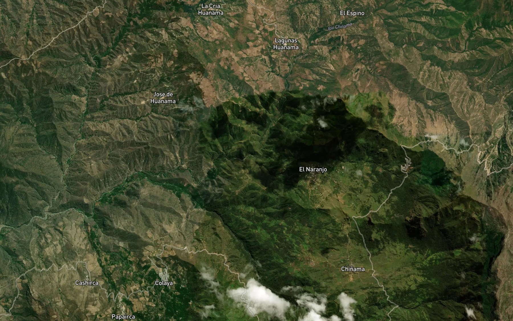 Satellite map of the Quebrada de La Lima