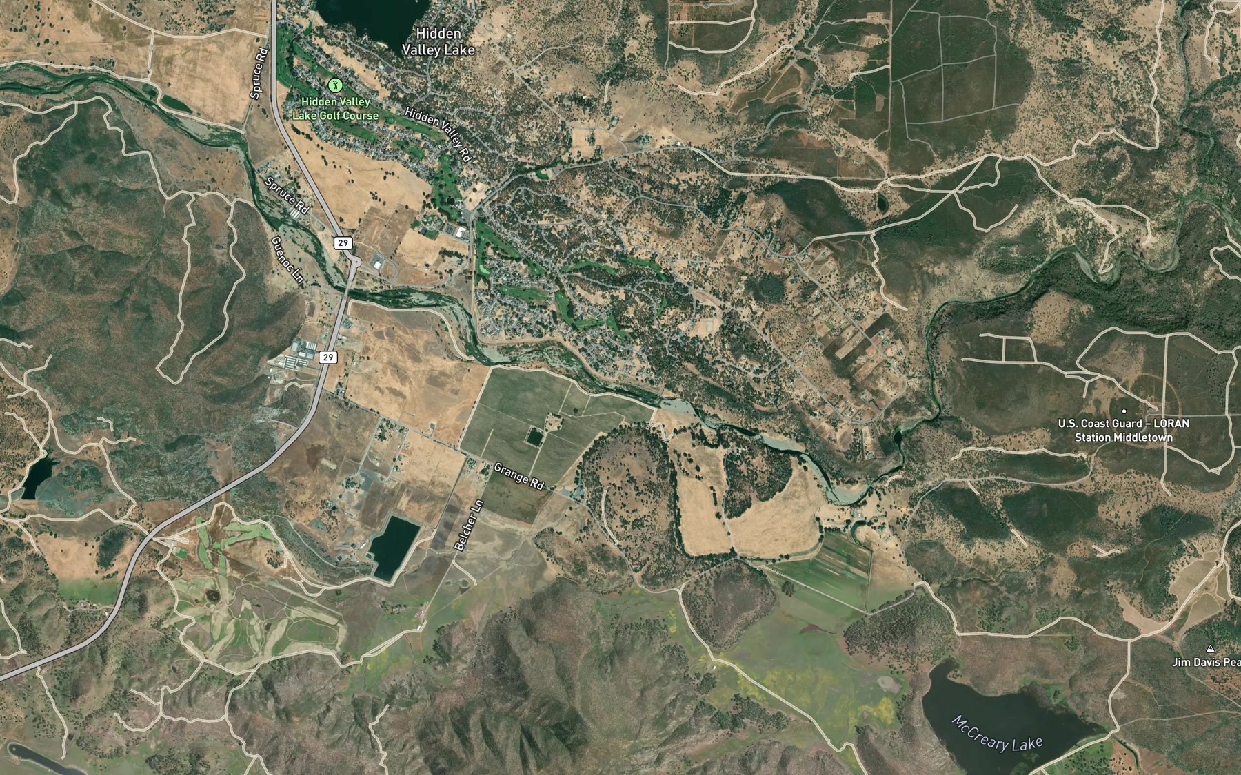 Satellite map of the Coyote Creek