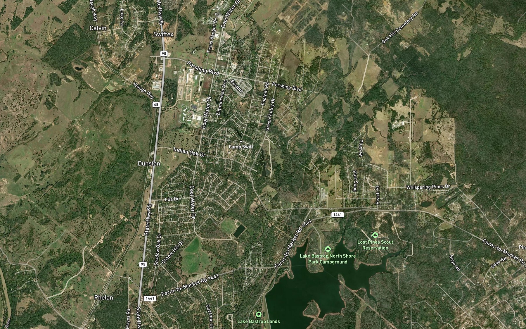 Satellite map of the Tuck Lake