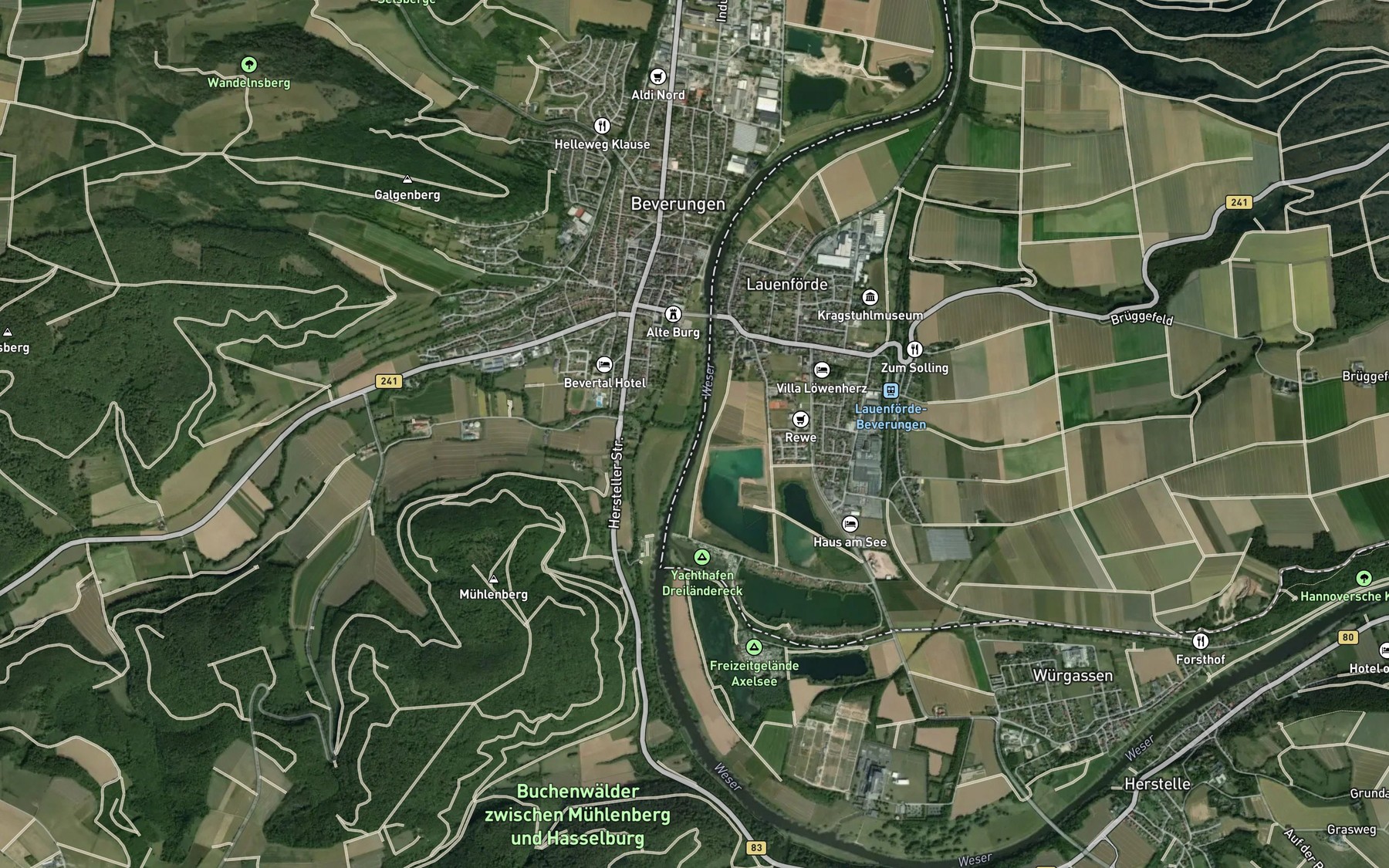 Satellite map of the Bever
