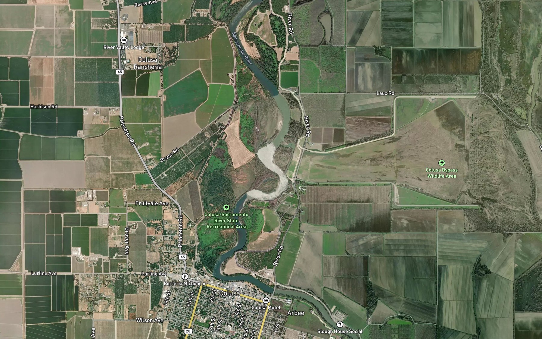 Satellite map of the Cobbs Bend