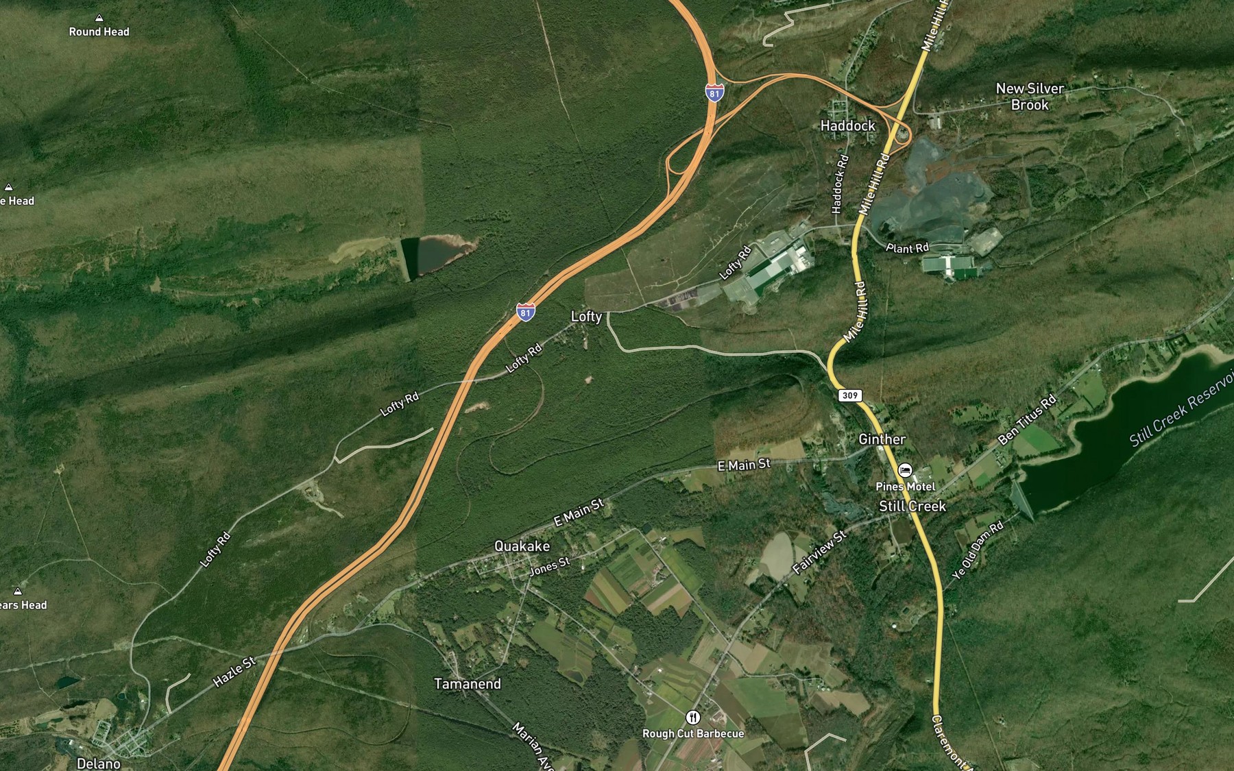 Satellite map of the Sinking Run