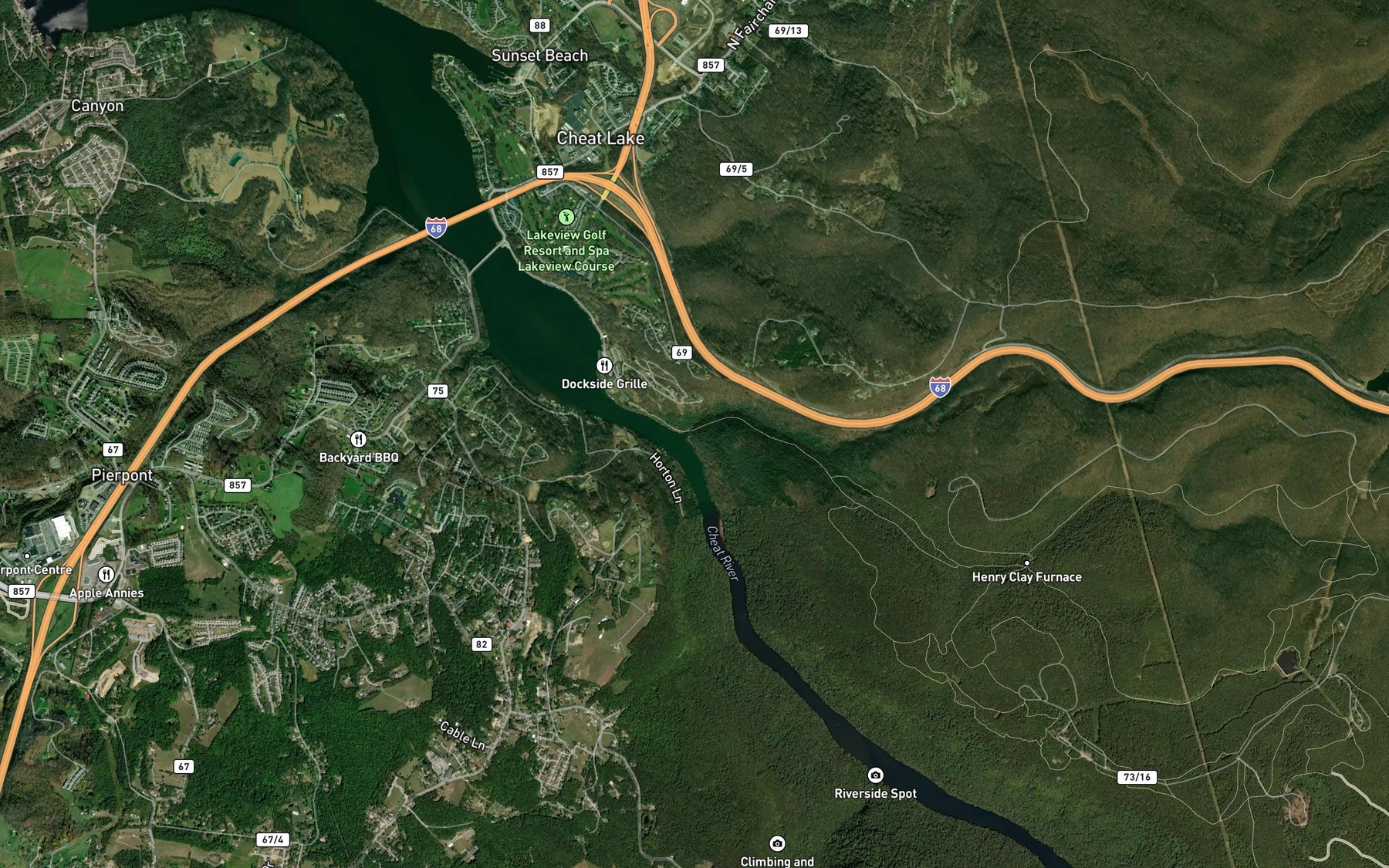 Satellite map of the Quarry Run