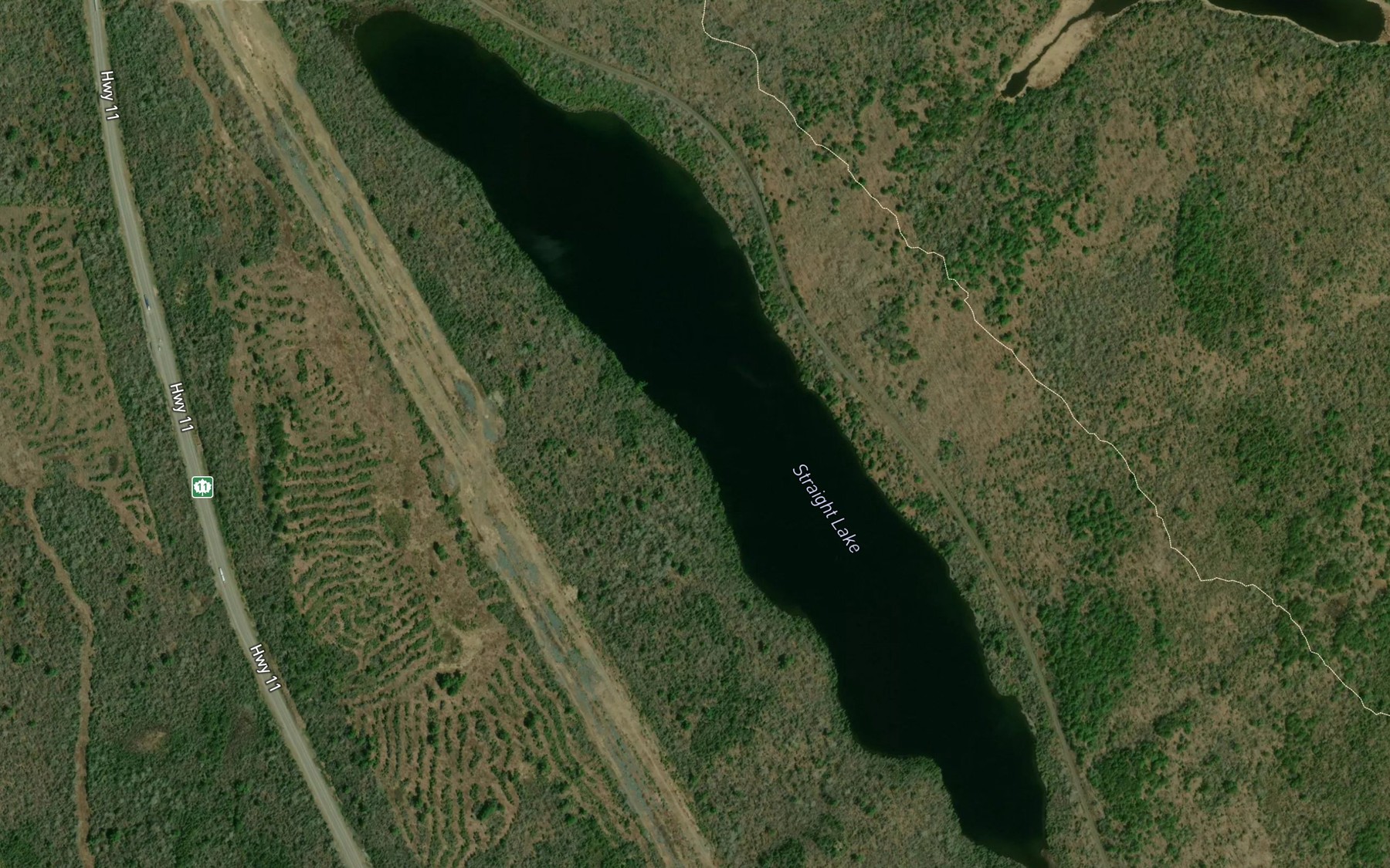 Satellite map of the Straight Lake