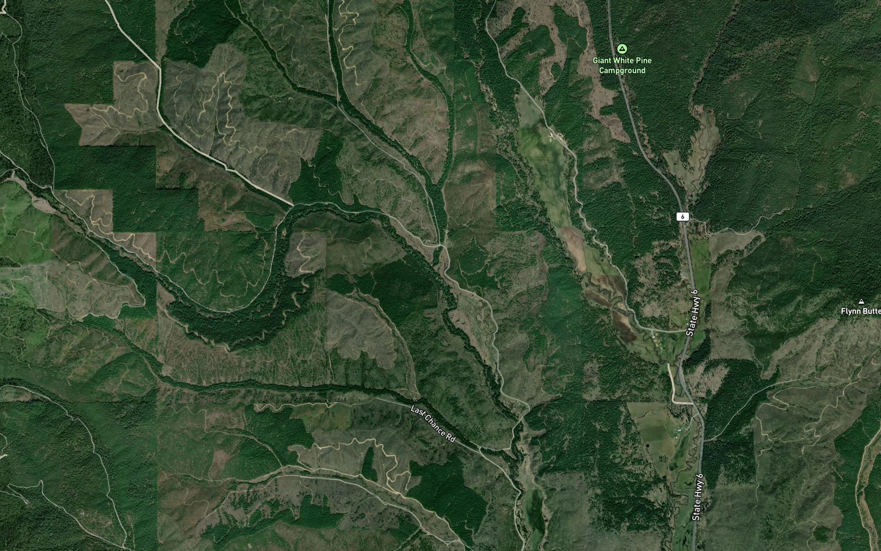 Satellite map of the East Fork Big Creek