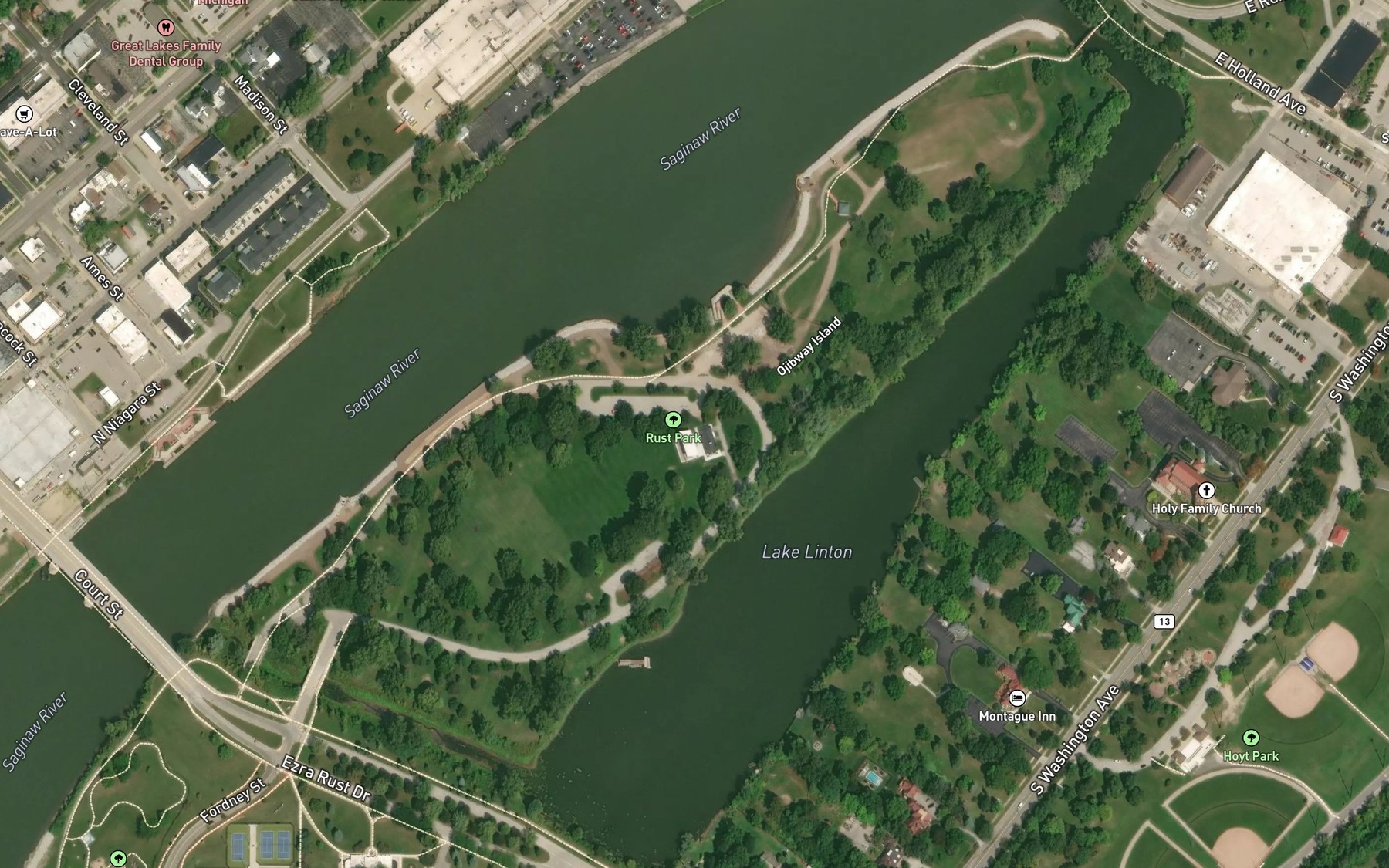 Satellite map of the Lake Linton