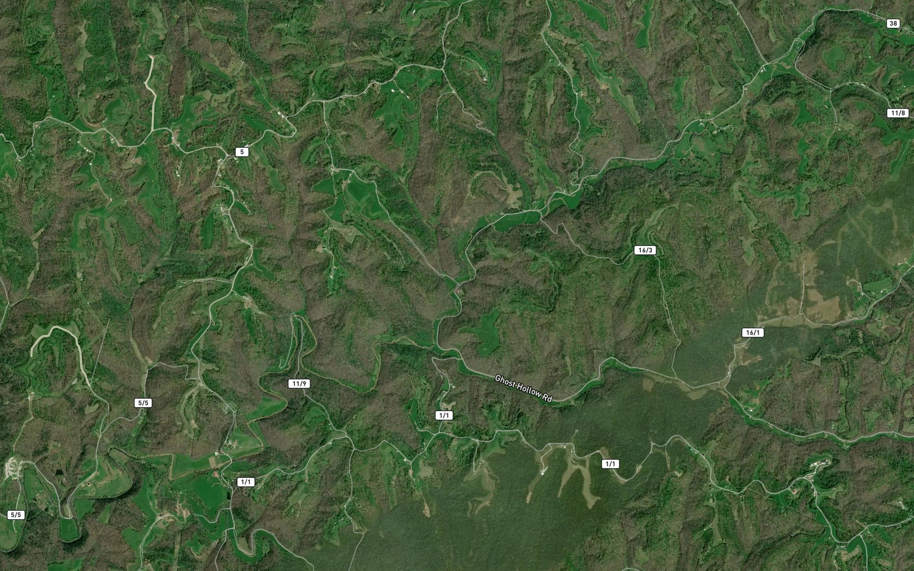 Satellite map of the Hill Branch