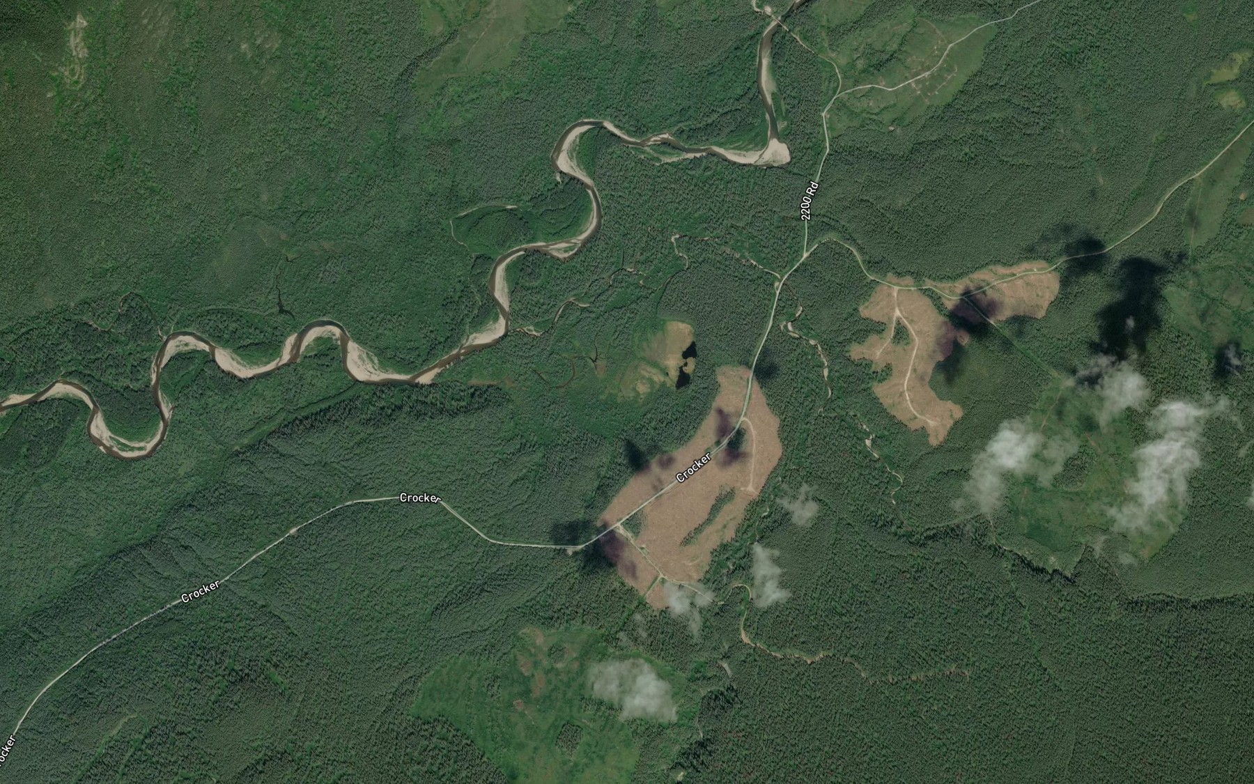 Satellite map of the Crocker Creek