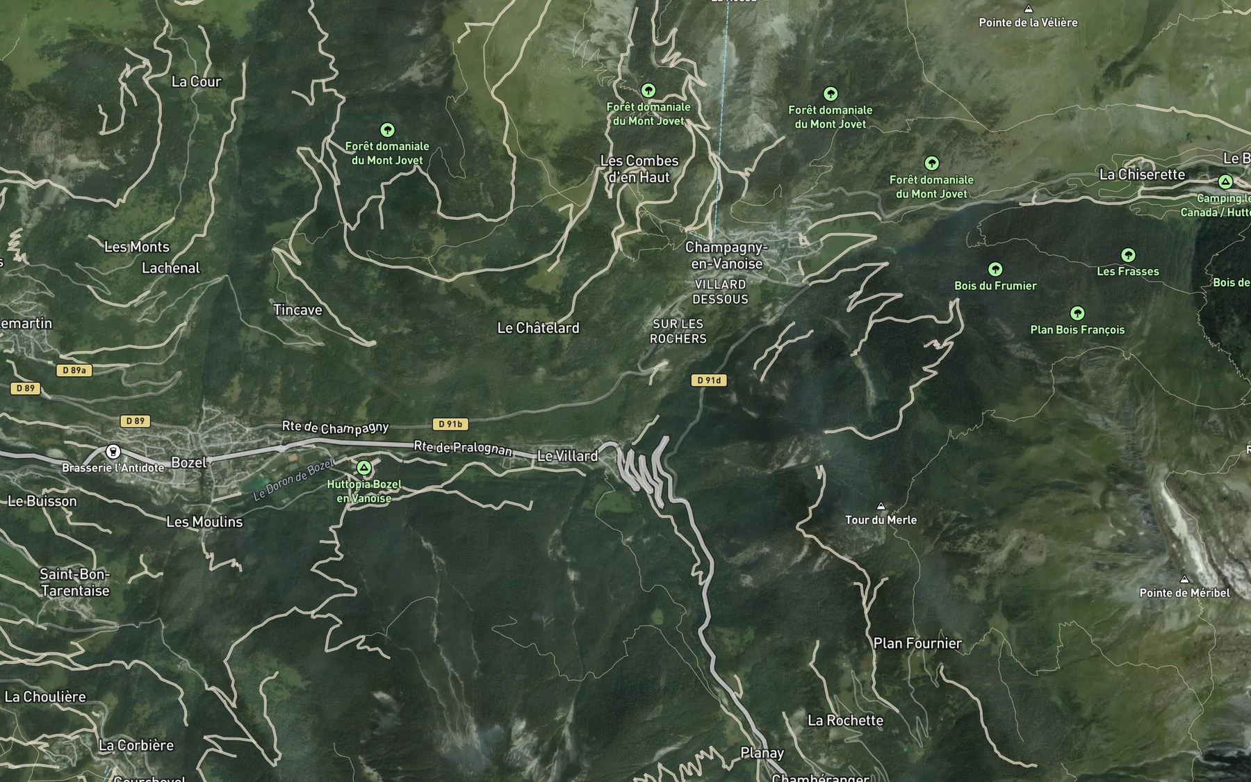 Satellite map of the Torrent Doron de Pralognan