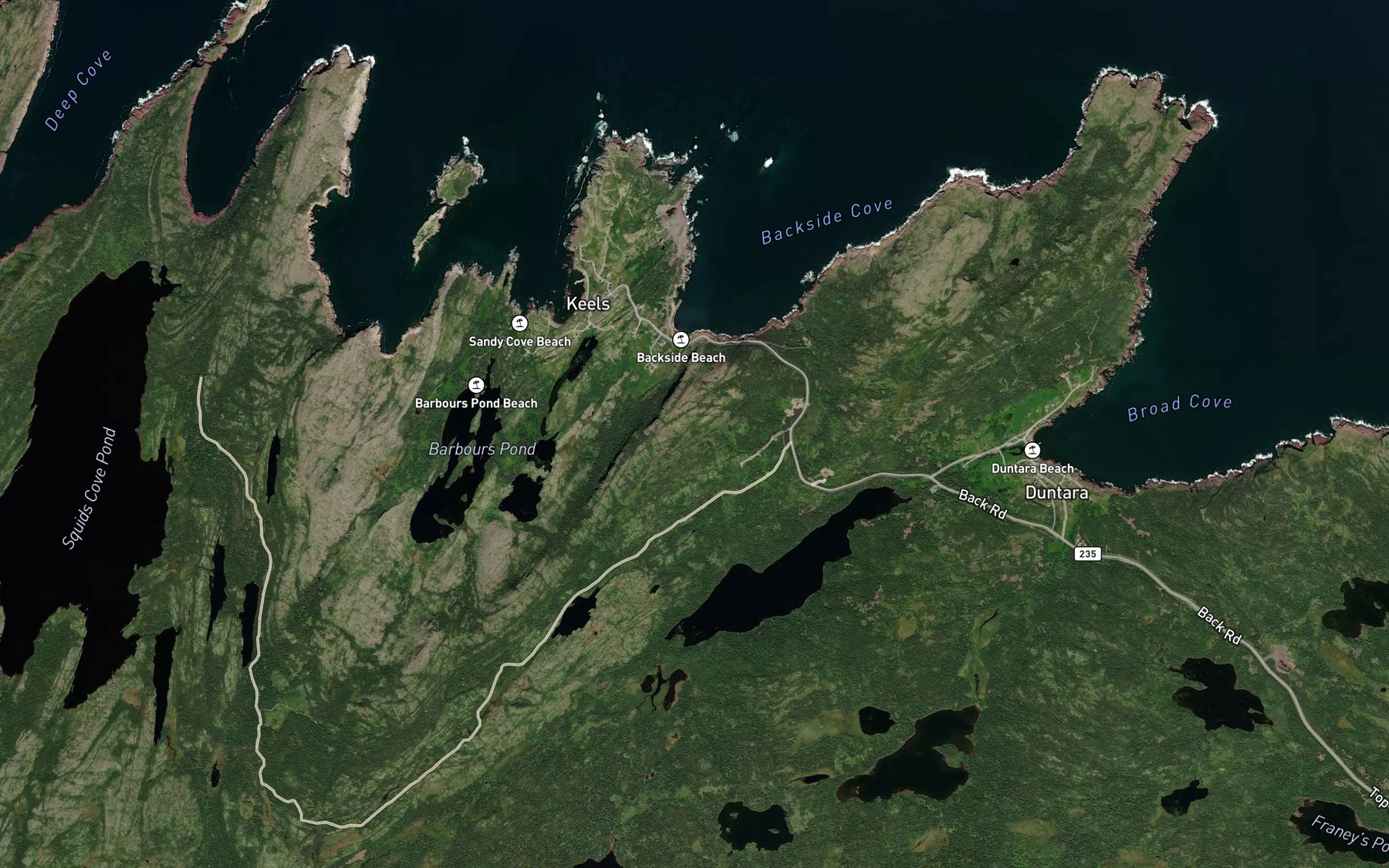 Satellite map of the Backside Cove