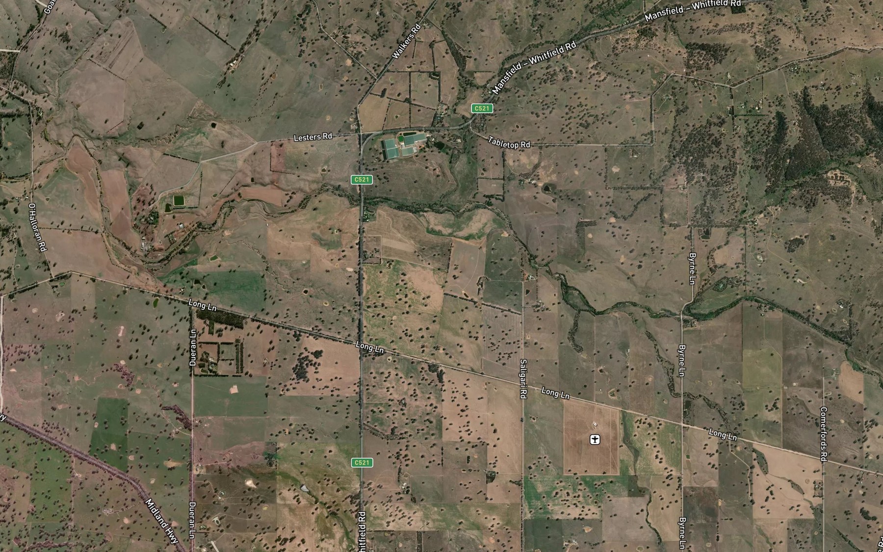 Satellite map of the Bridge Creek