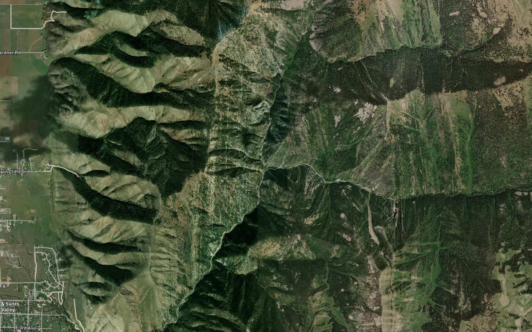 Satellite map of the North Fork Swift Creek