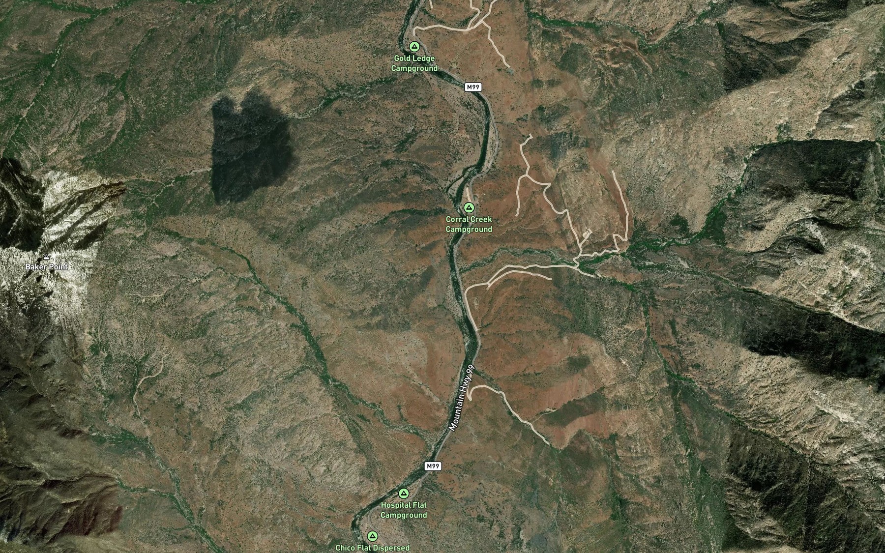 Satellite map of the Corral Creek
