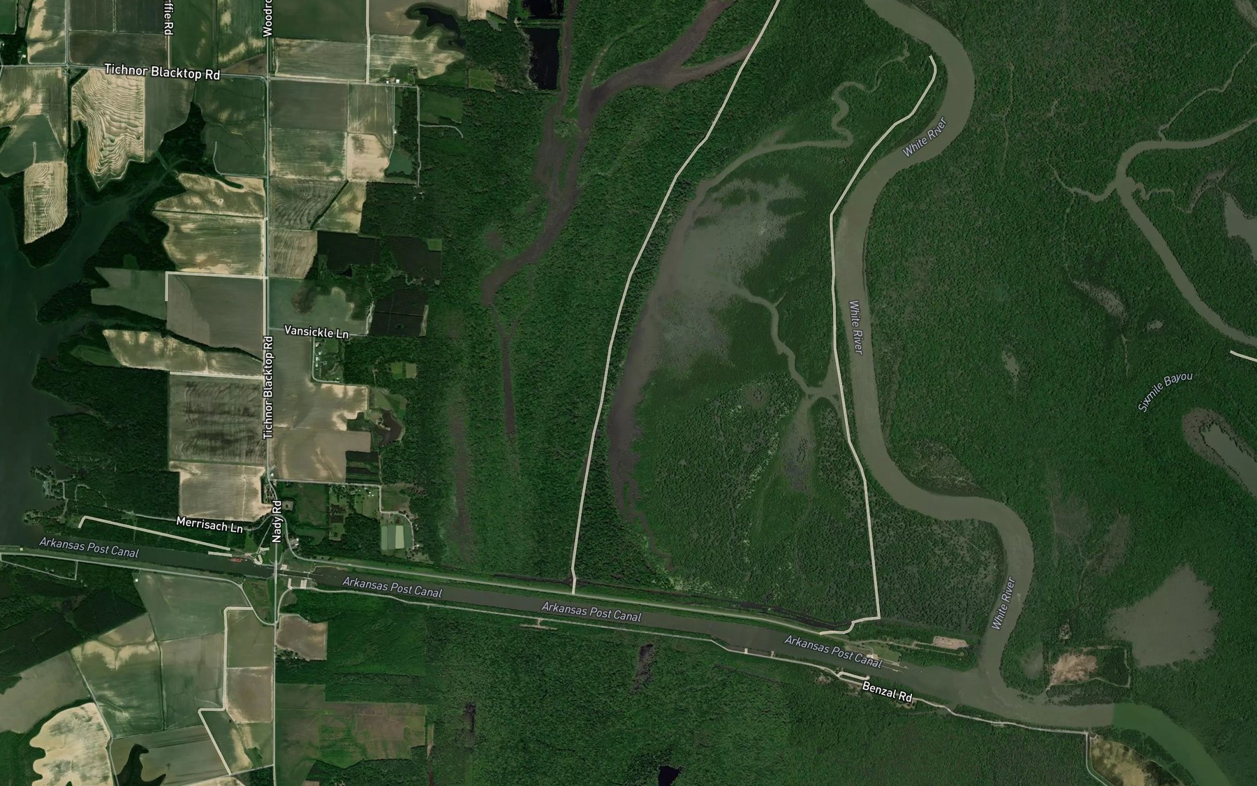 Satellite map of the Flat Lake